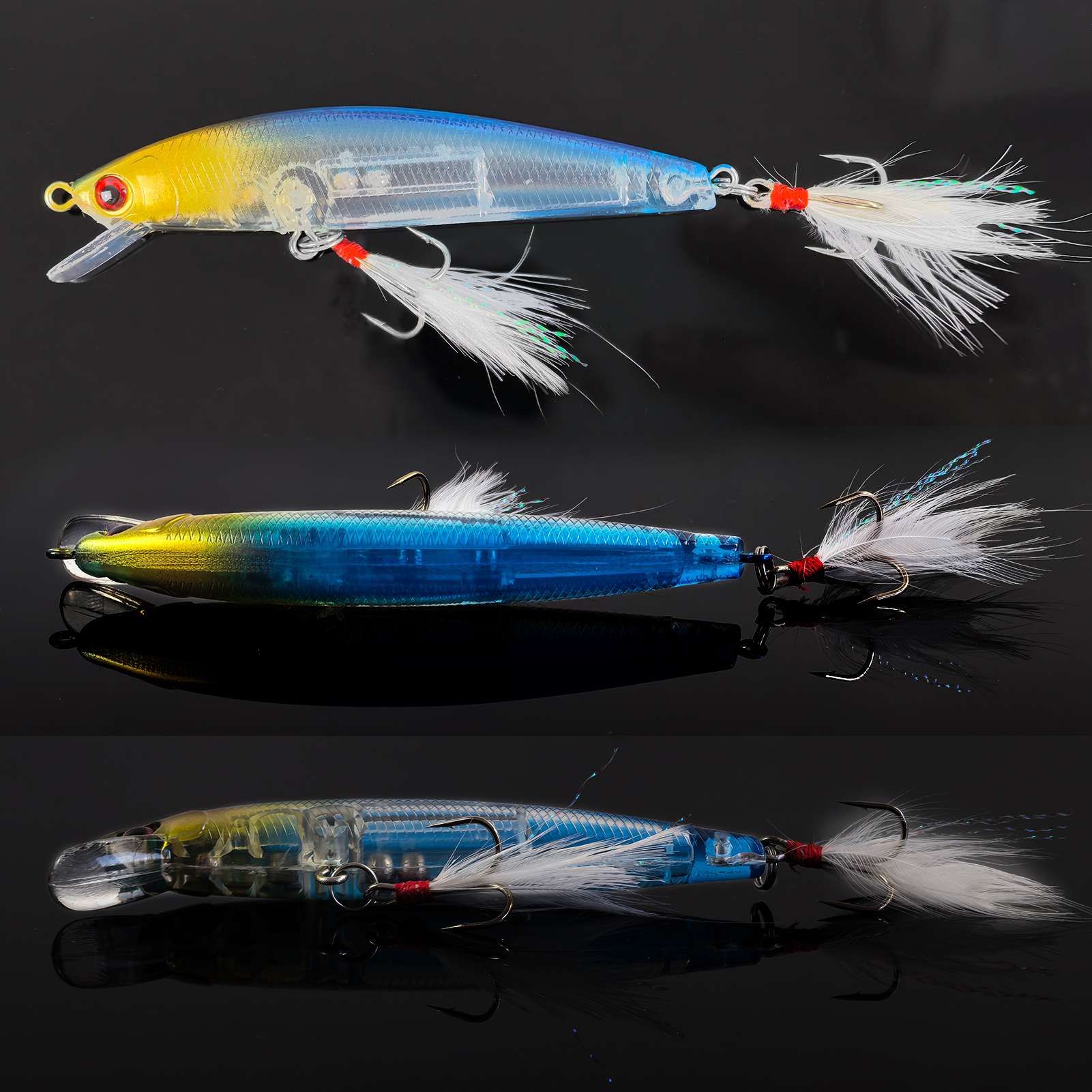 FREE FISHER 10Pcs/Lot 8.7cm/7.3g Fishing Lures,Jerkbait Minnow, Artificial WobblersHard Baits,Trolling Swimbaits for Pike Trout