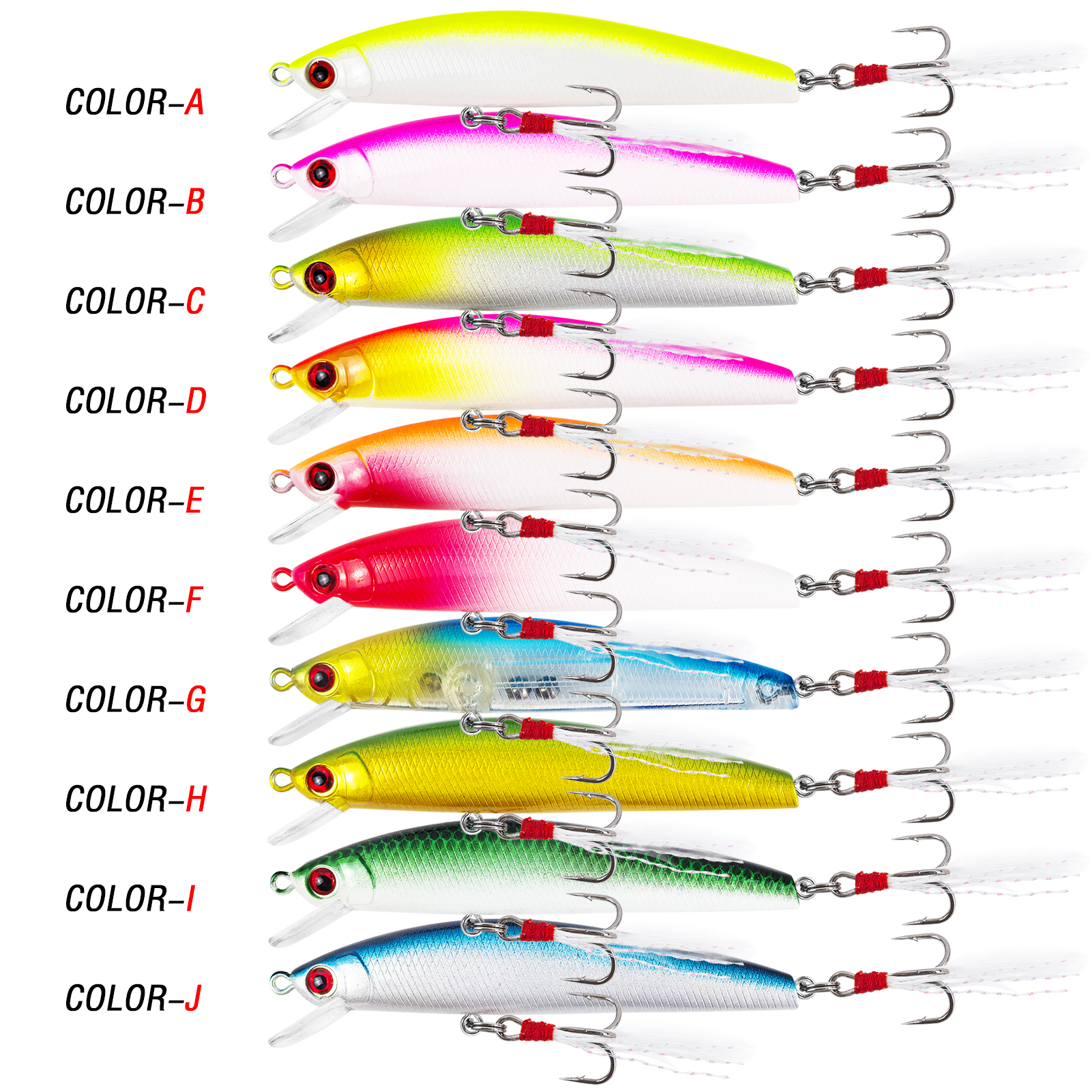 FREE FISHER Fishing Minnow Lures,10pcs/Lot Freshwater Hard Lures,Floating Fishing Swimbaits,Topwater Jerkbaits for Trout Bass