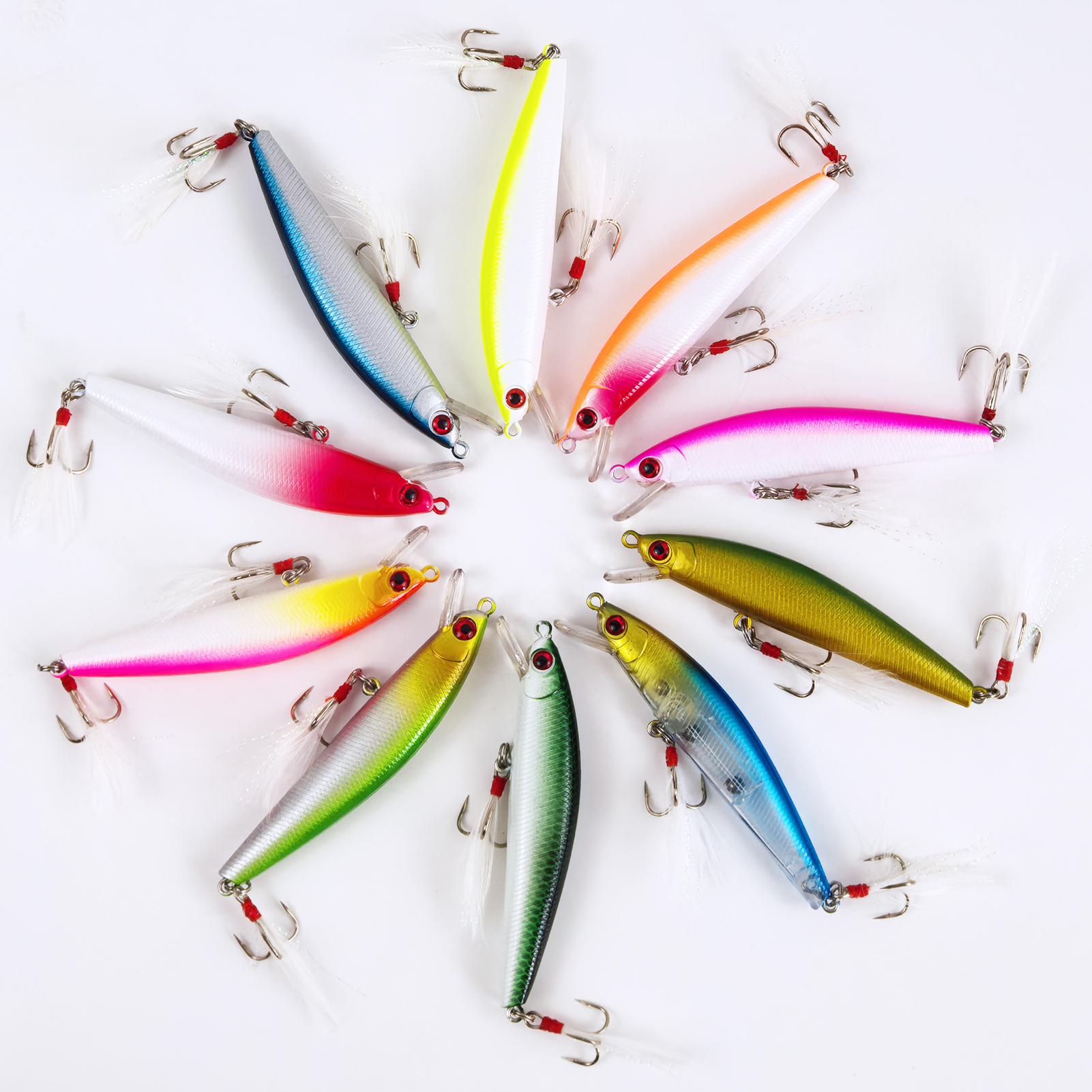 FREE FISHER Fishing Minnow Lures,10pcs/Lot Freshwater Hard Lures,Floating Fishing Swimbaits,Topwater Jerkbaits for Trout Bass