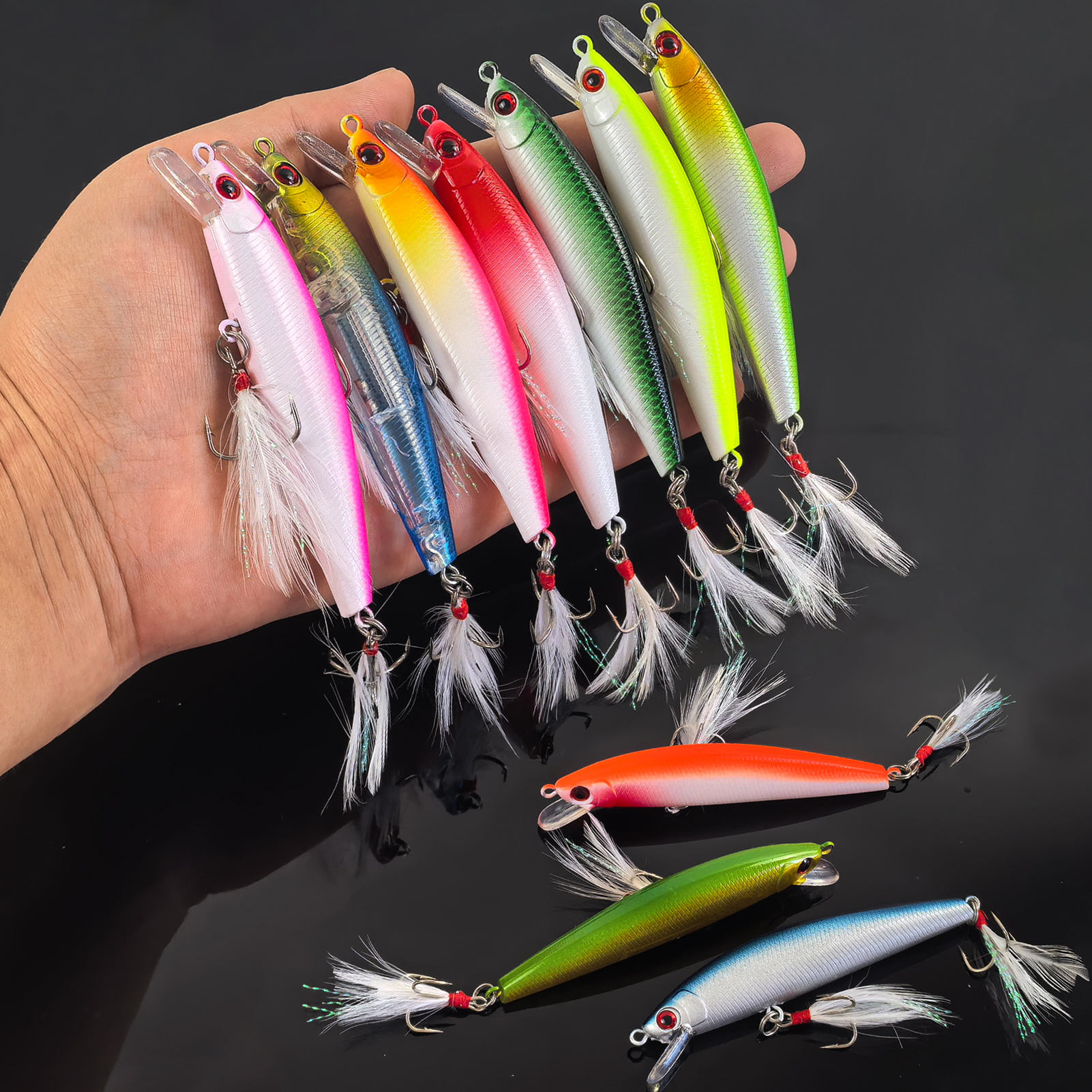 FREE FISHER 10Pcs/Lot 8.7cm/7.3g Fishing Lures,Jerkbait Minnow, Artificial WobblersHard Baits,Trolling Swimbaits for Pike Trout