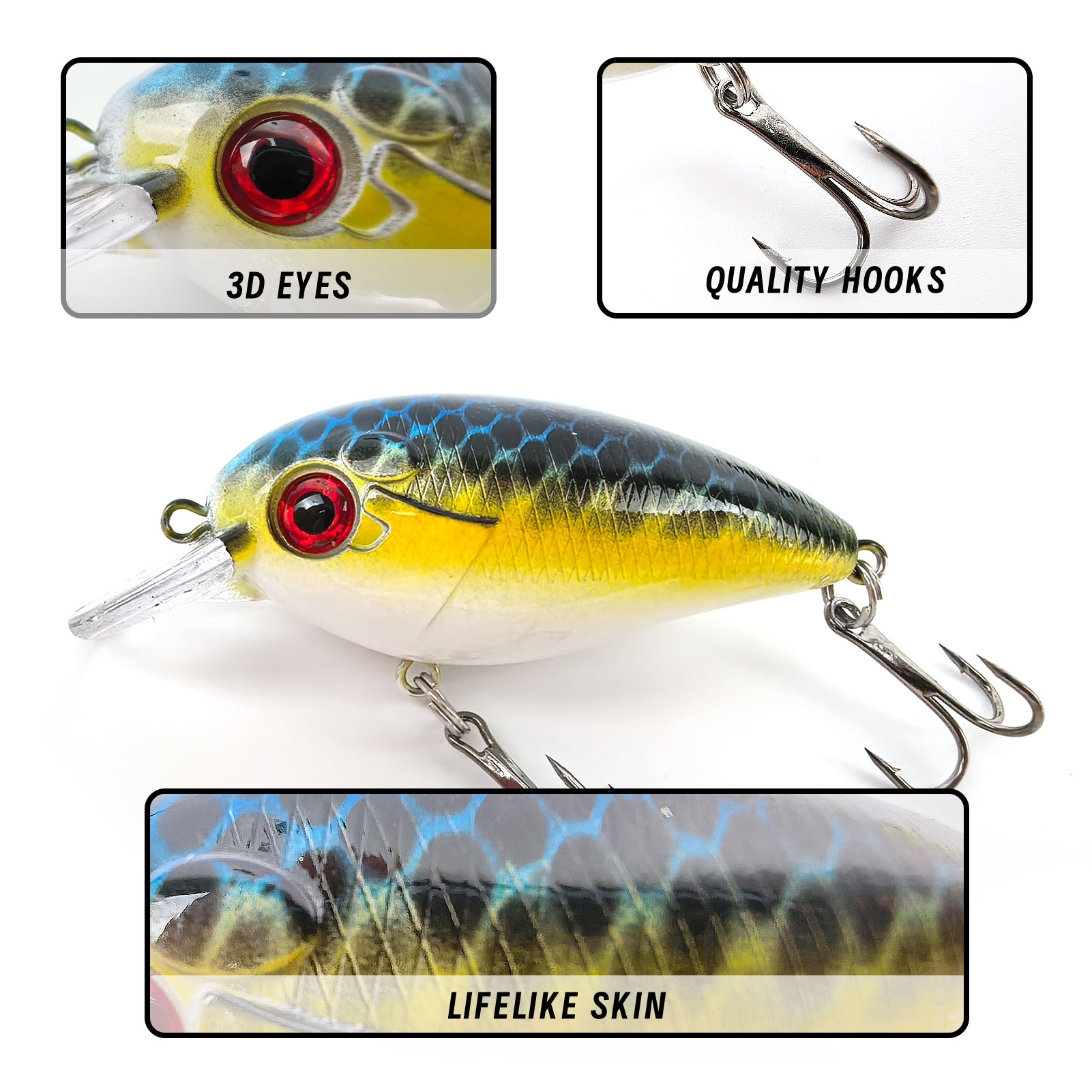 FREE FISHER 5pcs/Lot Fishing Crankbaits,Topwater Hard Lures,6.3cm 8g Swimbait,Fishing Crappie Artificial Lures for Bass Trout