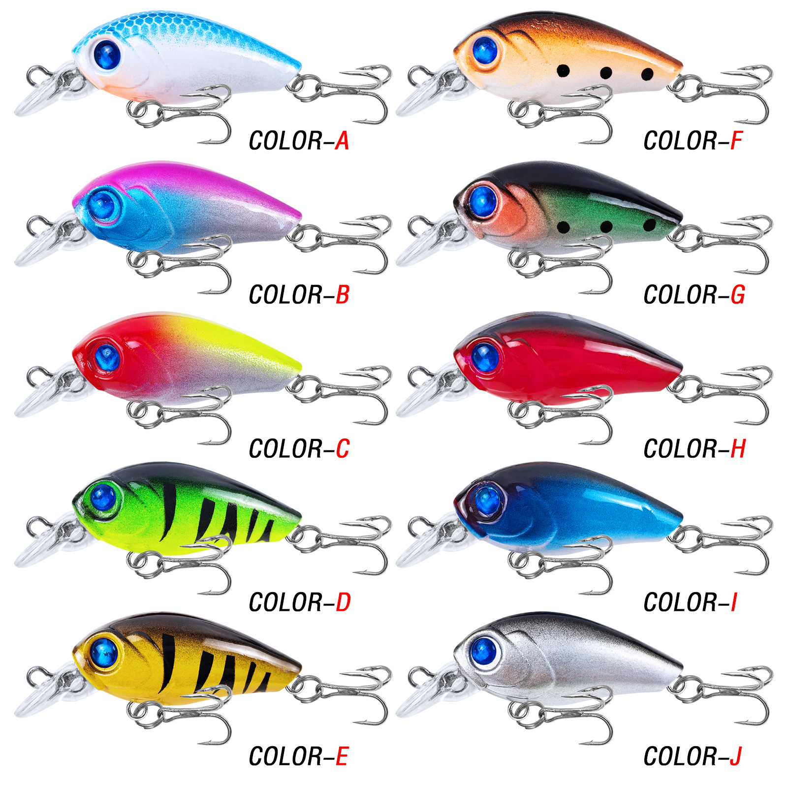 FREE FISHER Fishing Crankbaits,4.7cm/3.3g Topwater Hard Lures Kit,Micro Swimbait,Fishing Crappie Artificial Lures for Bass Trout(Pack of 10)