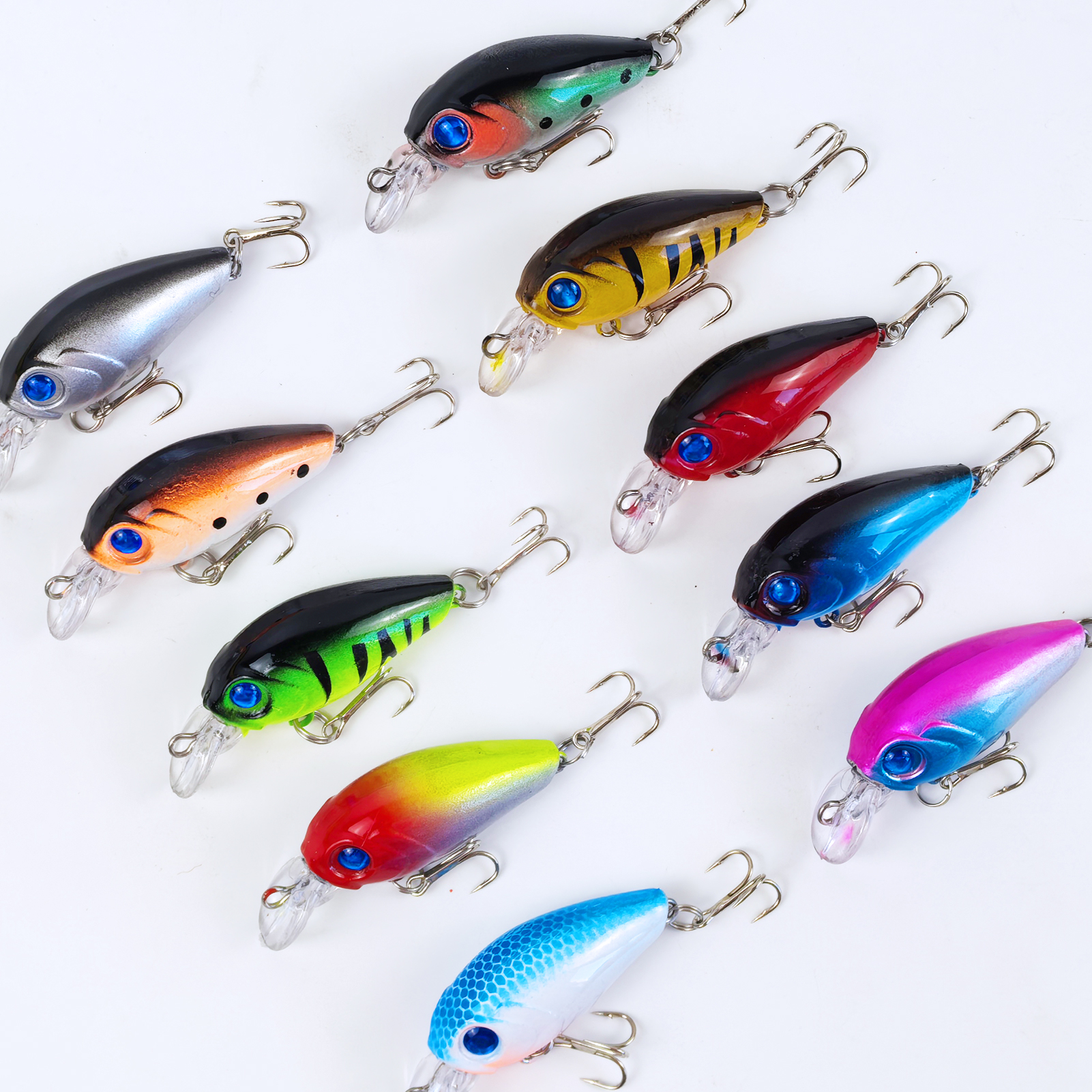FREE FISHER Fishing Crankbaits,4.7cm/3.3g Topwater Hard Lures Kit,Micro Swimbait,Fishing Crappie Artificial Lures for Bass Trout(Pack of 10)