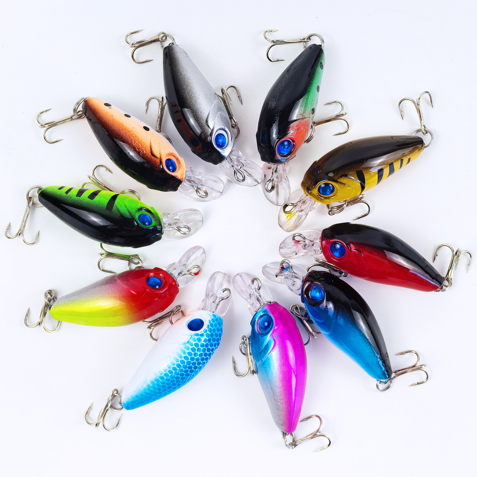 FREE FISHER Fishing Crankbaits,4.7cm/3.3g Topwater Hard Lures Kit,Micro Swimbait,Fishing Crappie Artificial Lures for Bass Trout(Pack of 10)