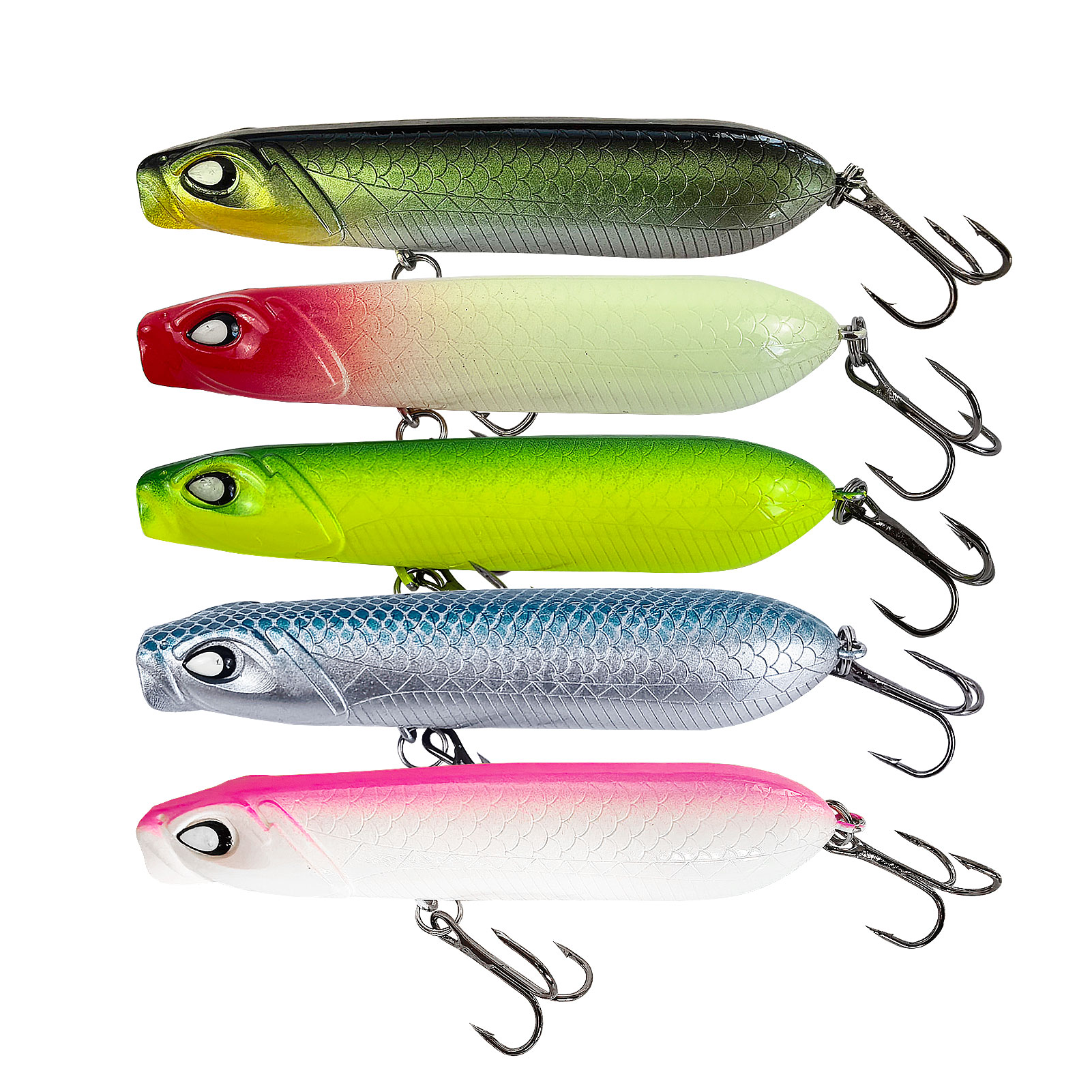 FREE FISHER Fishing Pencil Lures Kit,8cm/10g Simulated Swimbaits,Artificial Bait with Treble Hook,Wobbler Lure for Bass Walleye(Pack of 10)