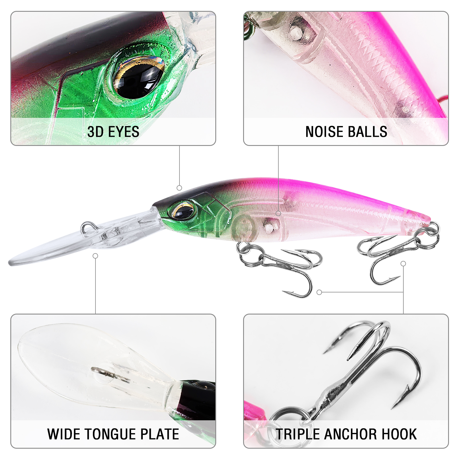 FREE FISHER 10pcs/Lot Fishing Minnow Lures,9.5cm 6.7g Artificial Hard Baits,Long-Tongue Leurre Wobbler Crankbait Fishing Tackle