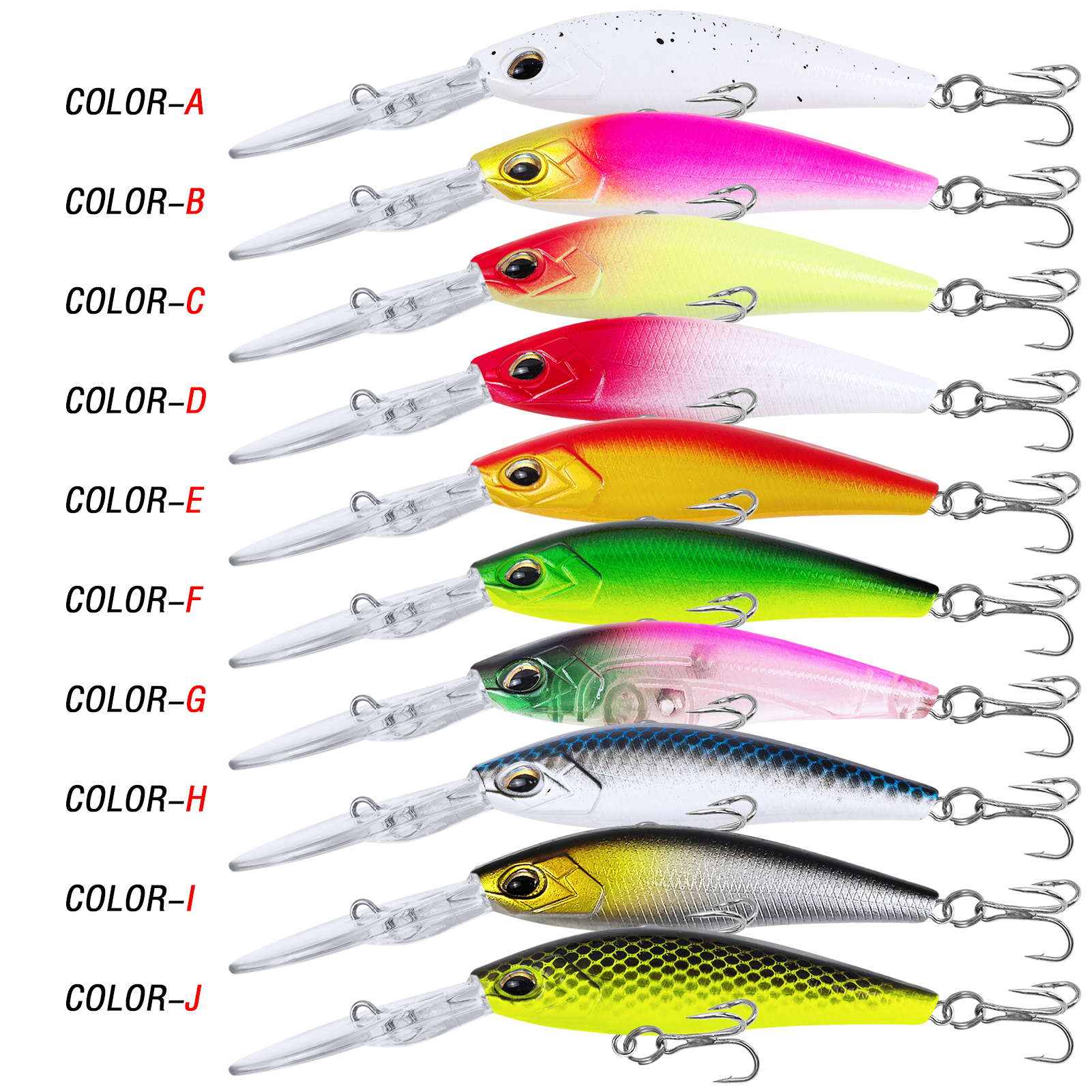 FREE FISHER 10pcs/Lot Fishing Minnow Lures,9.5cm 6.7g Artificial Hard Baits,Long-Tongue Leurre Wobbler Crankbait Fishing Tackle