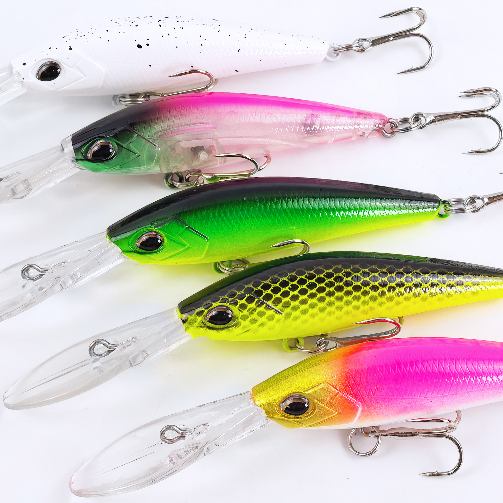 FREE FISHER 10pcs/Lot Fishing Minnow Lures,9.5cm 6.7g Artificial Hard Baits,Long-Tongue Leurre Wobbler Crankbait Fishing Tackle