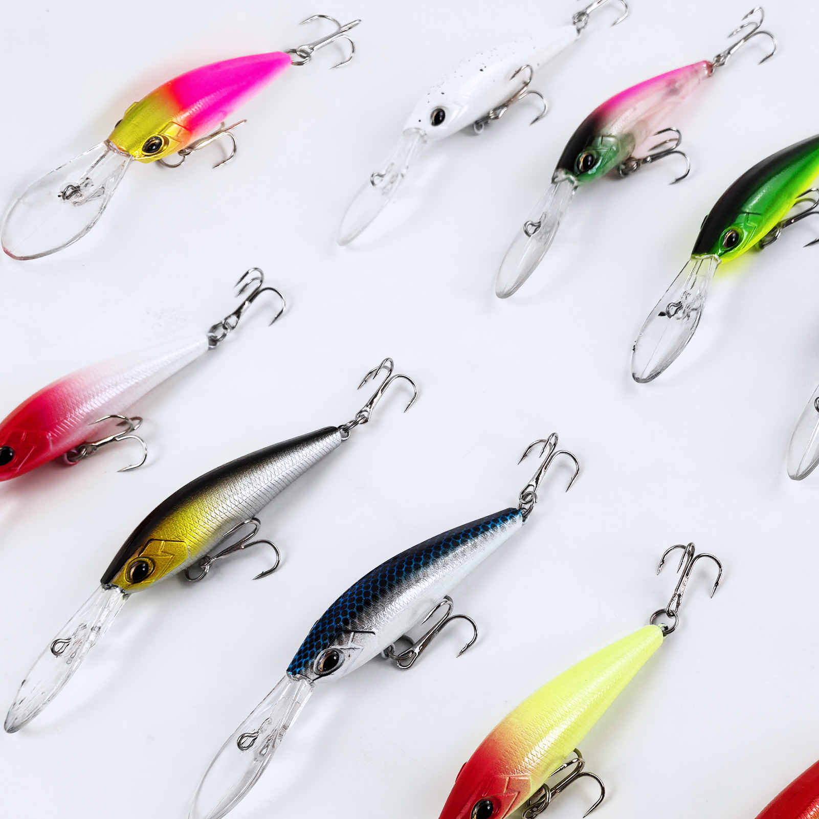 FREE FISHER 10pcs/Lot Fishing Minnow Lures,9.5cm 6.7g Artificial Hard Baits,Long-Tongue Leurre Wobbler Crankbait Fishing Tackle