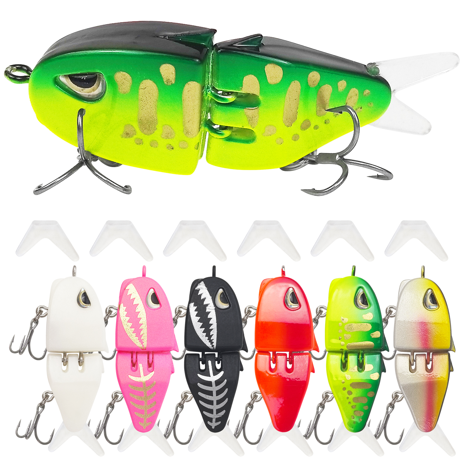 FREE FISHER 6pcs/Lot Deep Diving 2-Segment Fishing Lures,6cm/6.5g Bionic Bait,Bass Crankbaits Plastic Hard Artifici Joint Lures