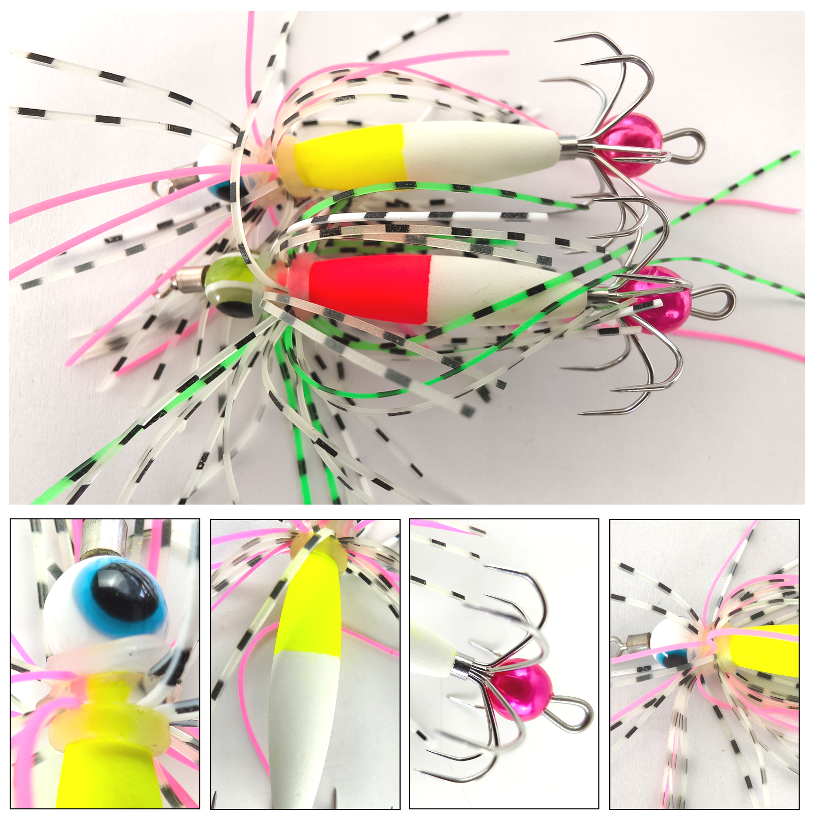 FREE FISHER 4pcs/Box Night Fishing Squid Jigs,Luminous 8-Claw Bead Skirts Lures,6.8cm 3.5g Sea Fishing Octopus Cuttlefish Baits 