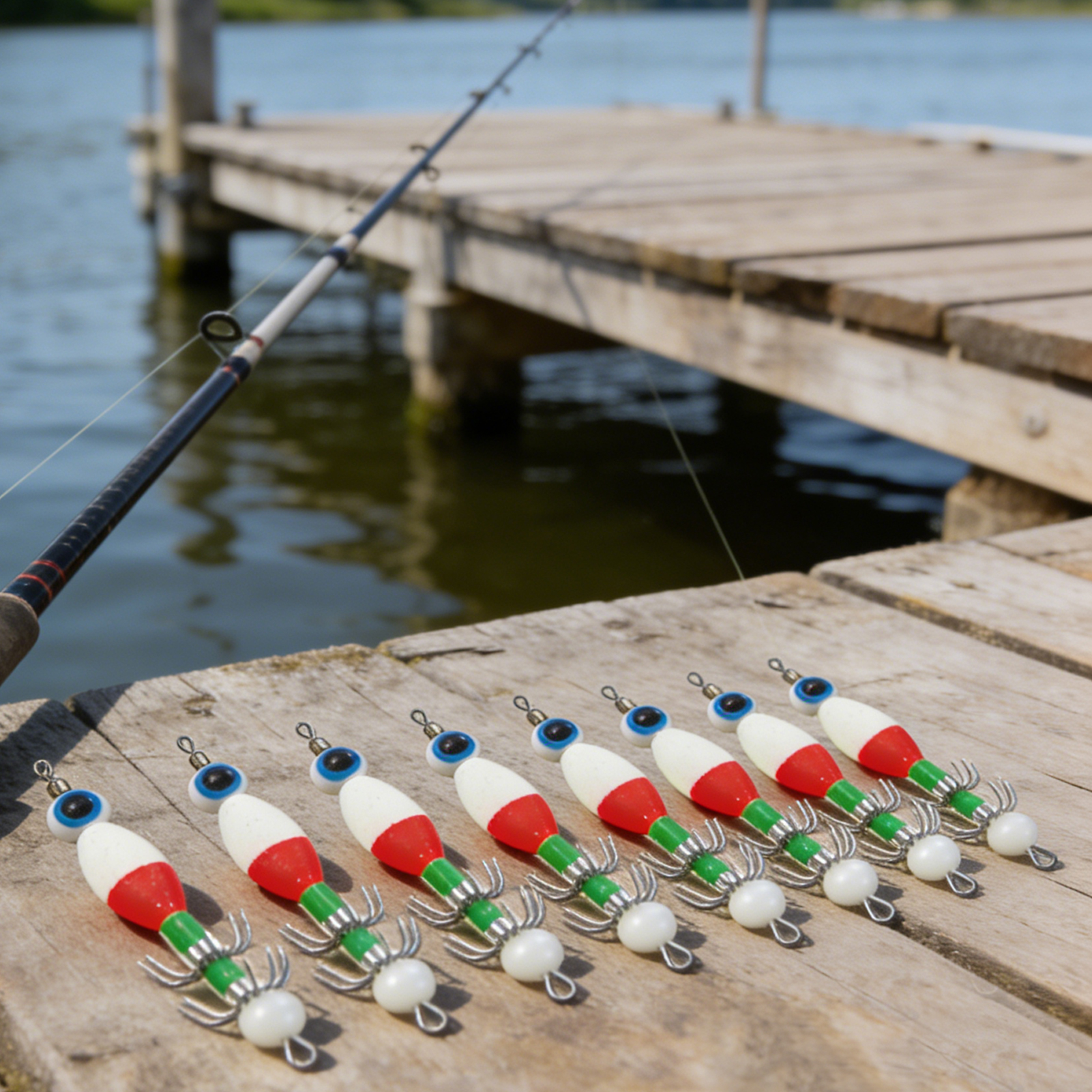 FREE FISHER 10pcs/Box Night Fishing Squid Jigs,Luminous Octopus Lures,7.8cm/3.8g Sea Fishing Cuttlefish Baits,12-Claw Umbrella Squid Hooks 