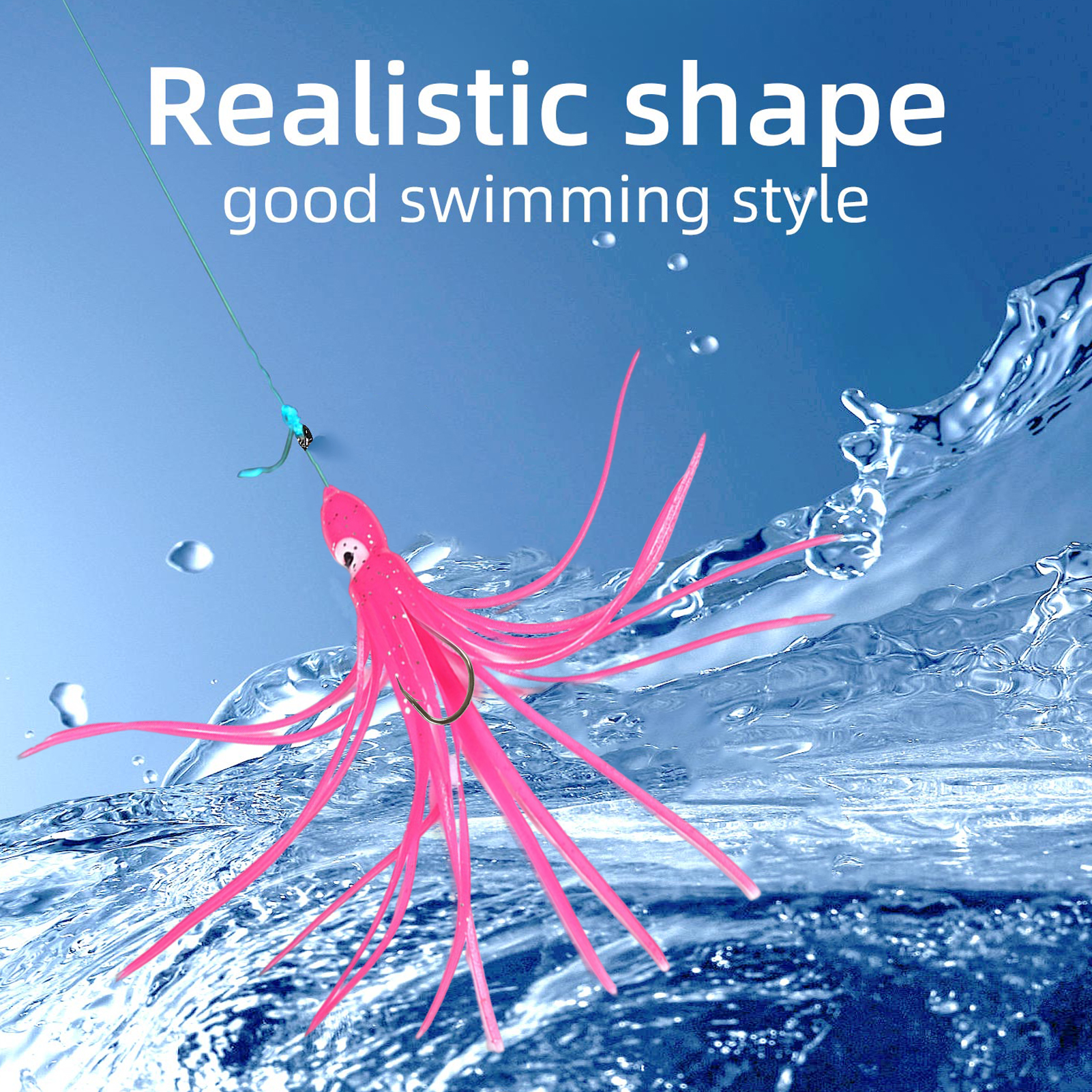 FREE FISHER 25 pcs/set Fishing Lures Soft Octopus Squid Lures 9cm 12cm 15cm with 20pcs Silver Octopus Hooks 8299 for Freshwater and Saltwater