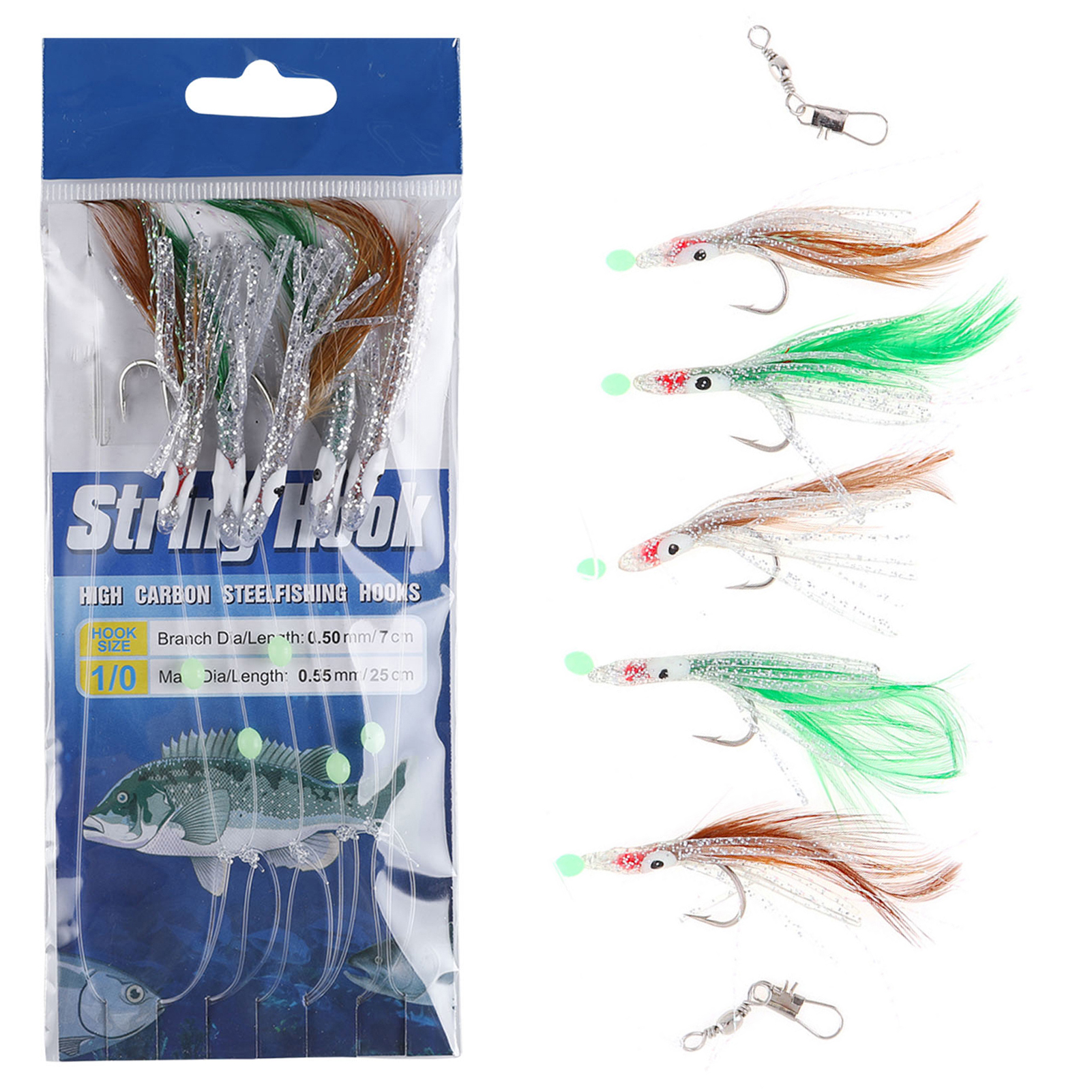 FREE FISHER 202pcs/Lot Fishing Rig Baits String Hooks Baitcasting Reel,Fishing Weights Accessory PE Braided Line for Bass,Mackeral,Perch