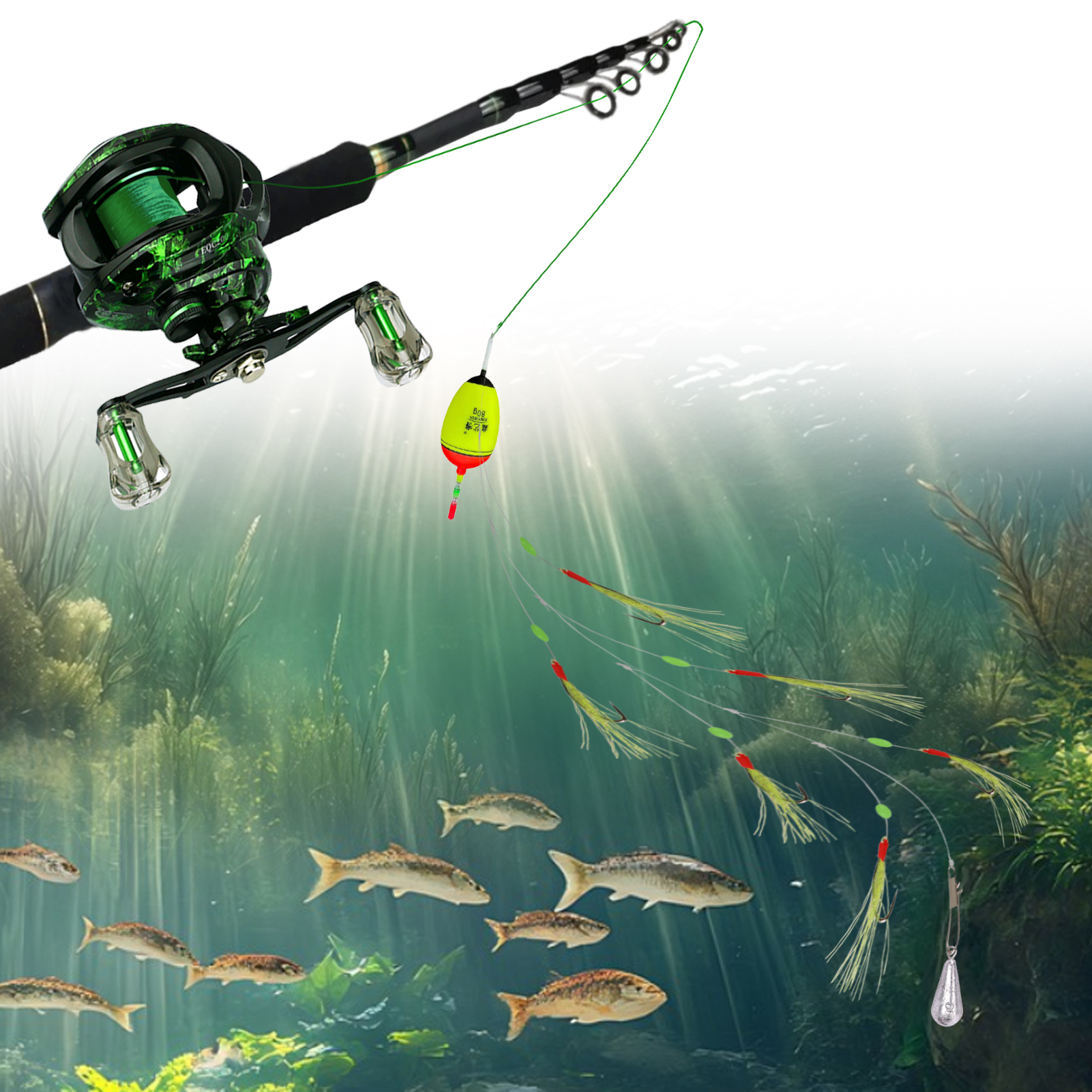 FREE FISHER 202pcs/Lot Fishing Rig Baits String Hooks Baitcasting Reel,Fishing Weights Accessory PE Braided Line for Bass,Mackeral,Perch