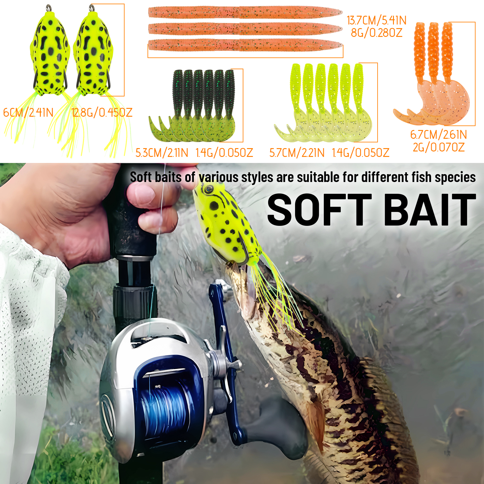 FREE FISHER 114pcs/Lot Fish Lures Kit,Baits Accessories,Soft Lure Jig Hooks,Fishing Weights Sinkers,Sea Fishing Tackle Gear Box 