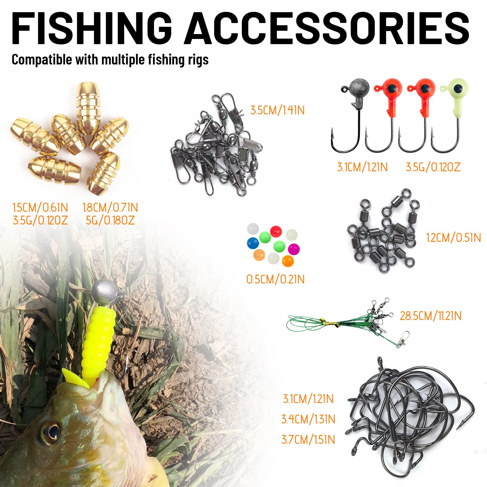 FREE FISHER 114pcs/Lot Fish Lures Kit,Baits Accessories,Soft Lure Jig Hooks,Fishing Weights Sinkers,Sea Fishing Tackle Gear Box 