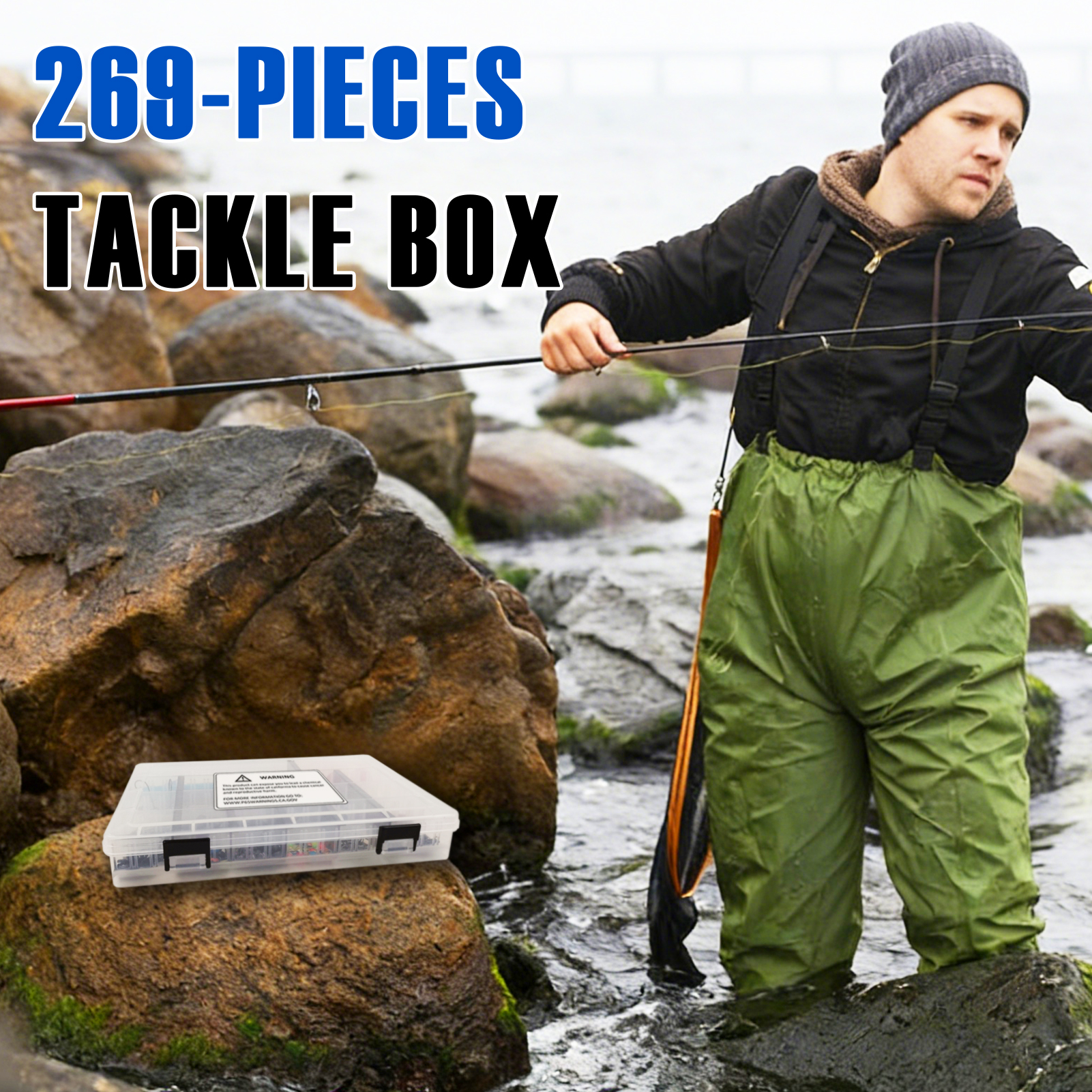 FREE FISHER 269pcs/Set Sea Fishing Accessoy Kit Hooks Swivels Beads Unhooker Trolling Fishing Sinkers Leader Line Spoons Space Beans with PP Box