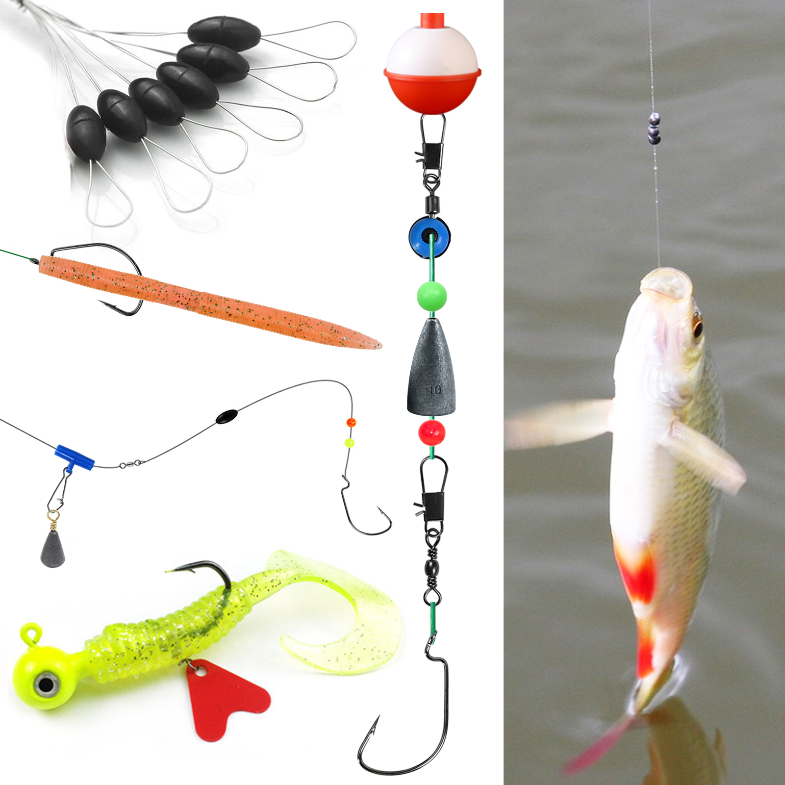 FREE FISHER 269pcs/Set Sea Fishing Accessoy Kit Hooks Swivels Beads Unhooker Trolling Fishing Sinkers Leader Line Spoons Space Beans with PP Box