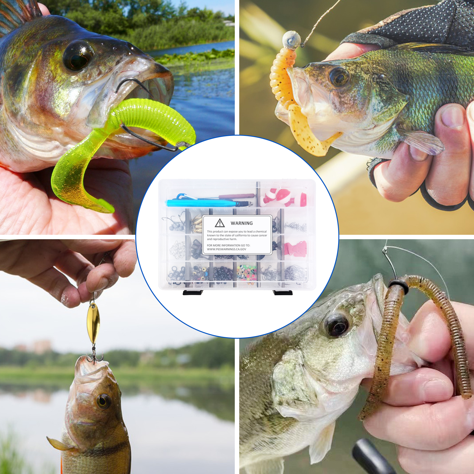 FREE FISHER 269pcs/Set Sea Fishing Accessoy Kit Hooks Swivels Beads Unhooker Trolling Fishing Sinkers Leader Line Spoons Space Beans with PP Box