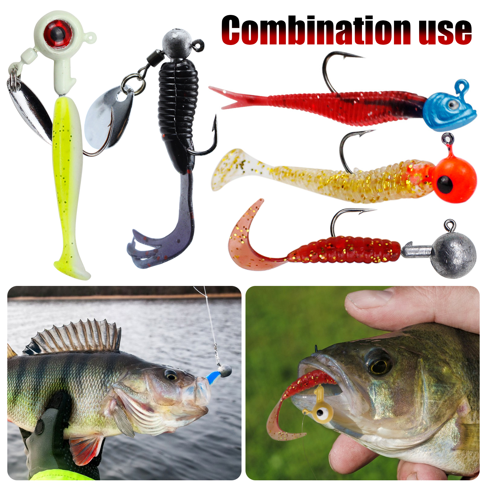 FREE FISHER 182pcs/Box Fishing Soft Swimbaits Set T-tail Worms Wobblers Fishing Jigs Aritificial Baits Jigging Hooks for Saltwater/Freshwater