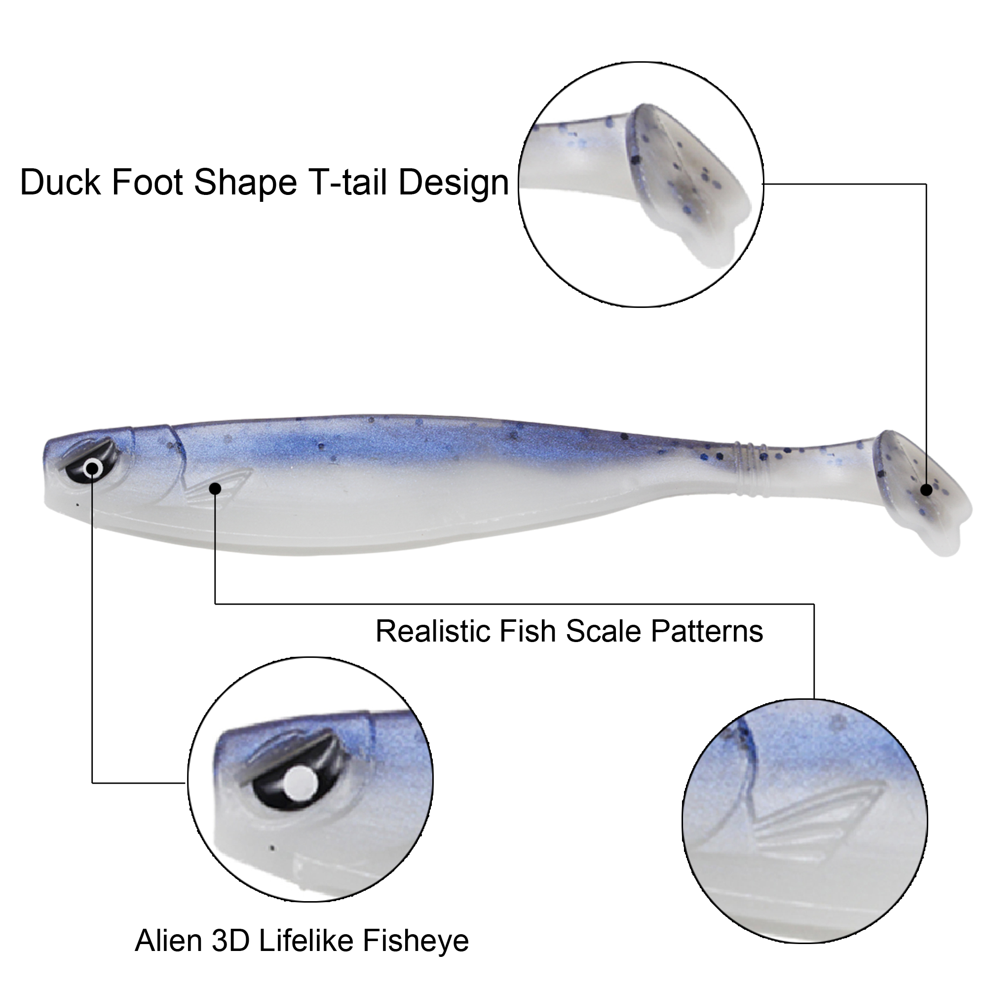 FREE FISHER 30pcs Fishing Swimbait PVC Soft Lures Set T-tail Worm Wobblers Fishing Baits for Carp Bass Pike Fishing Saltwater/Freshwater