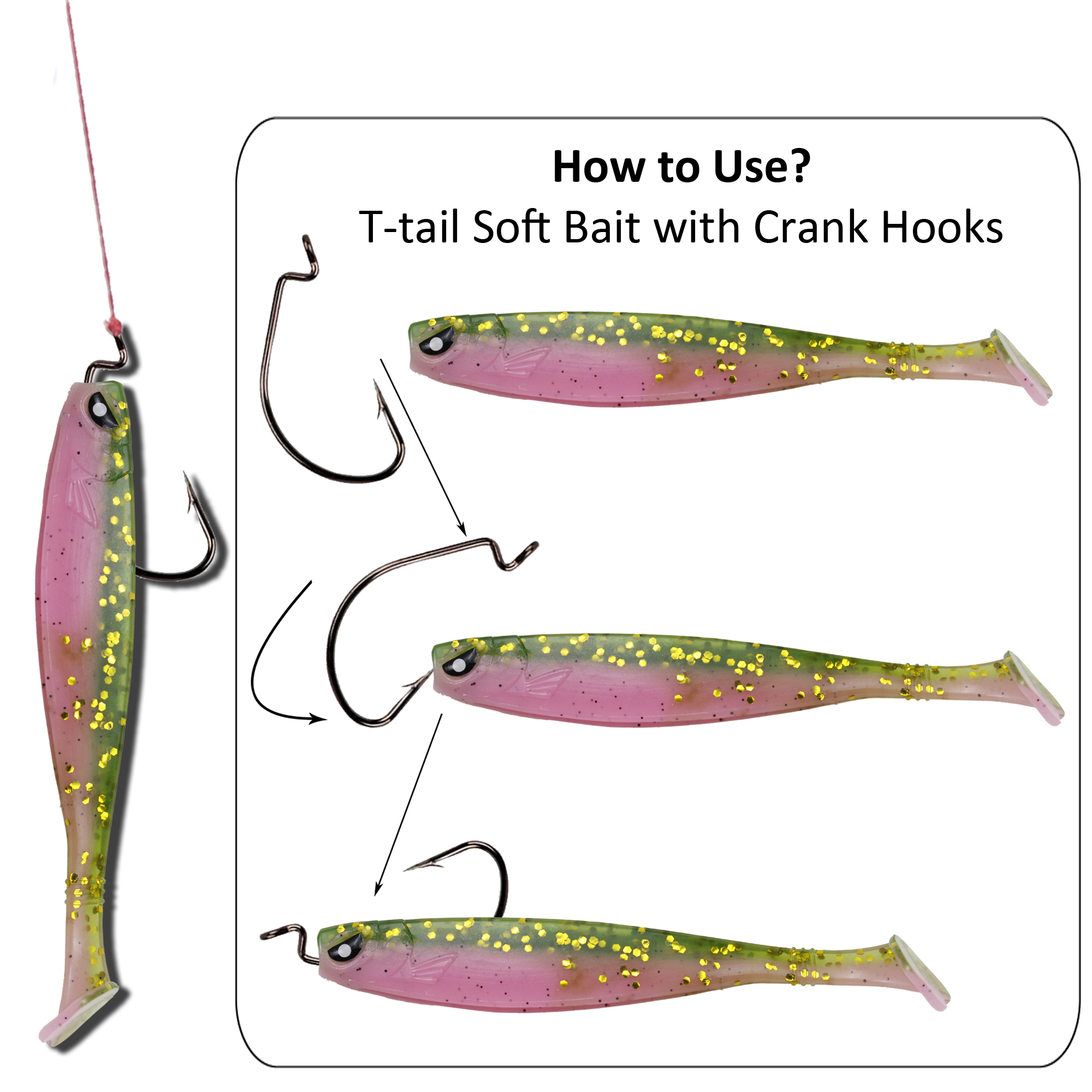 FREE FISHER 30pcs Fishing Swimbait PVC Soft Lures Set T-tail Worm Wobblers Fishing Baits for Carp Bass Pike Fishing Saltwater/Freshwater