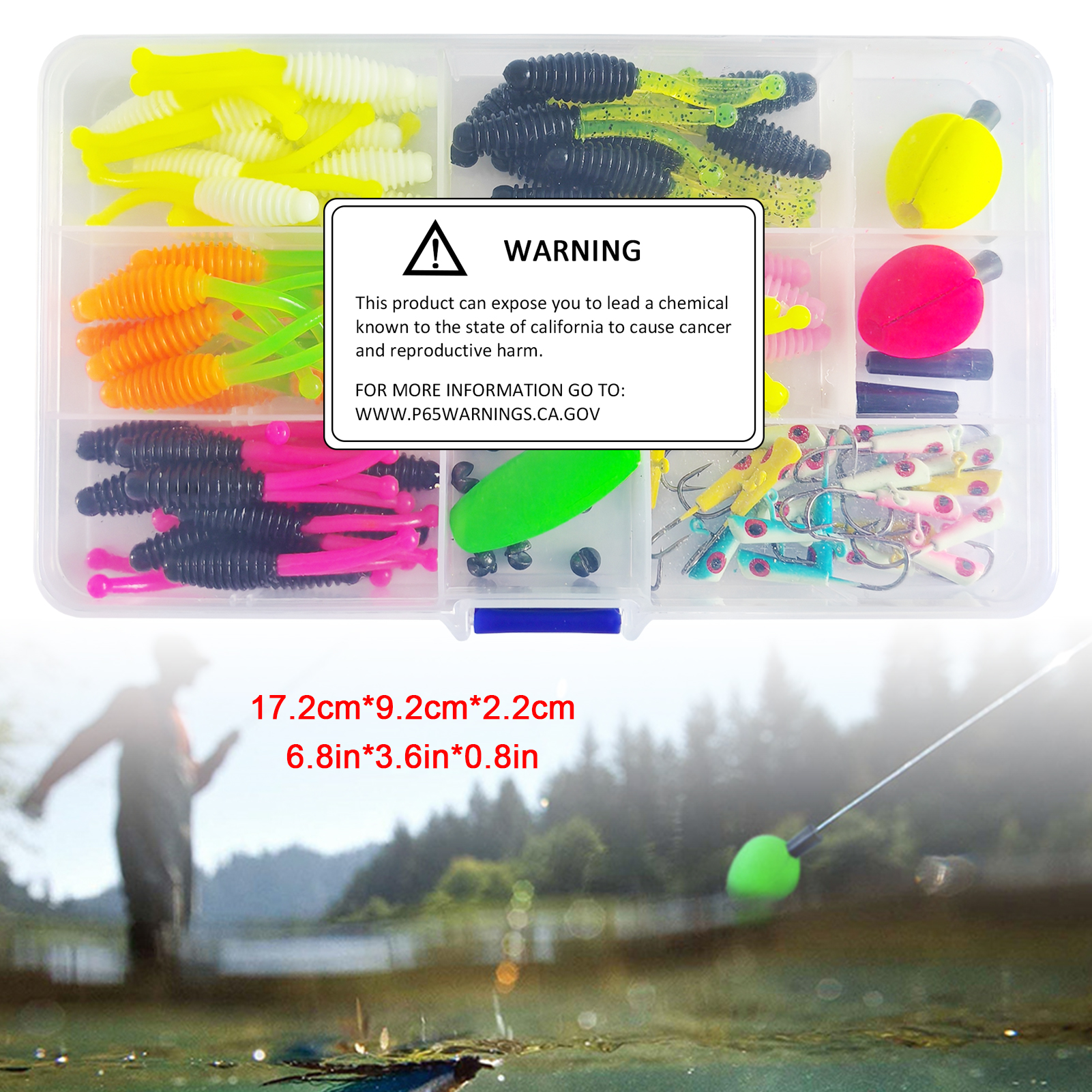 FREE FISHER 91pcs/Box Fishing Tackle Box Kit 5cm Soft PVC Double-tail Worm Lures 3cm Jig Head Hooks Floats Buoy Fishing Bite Sinkers Set