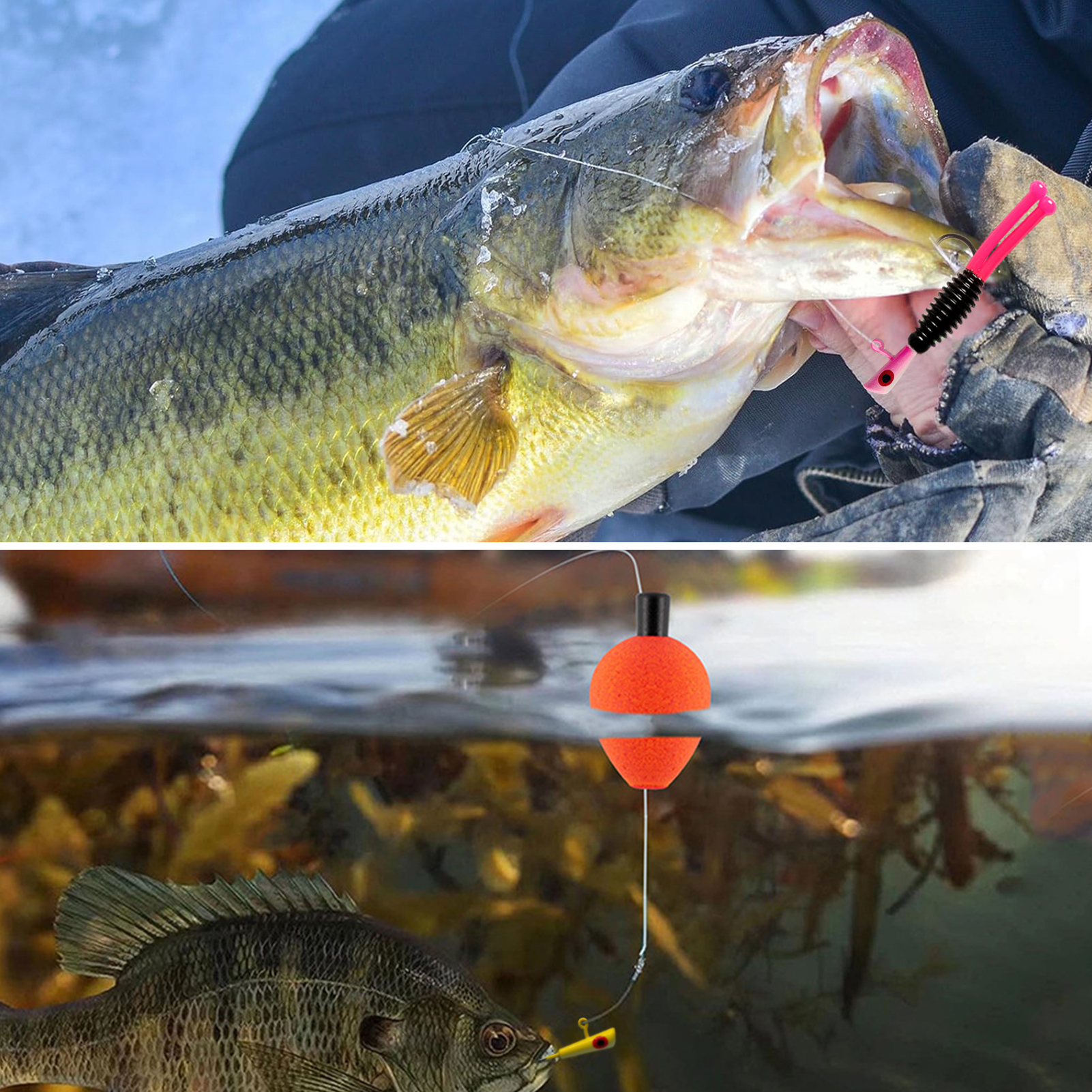 FREE FISHER 91pcs/Box Fishing Tackle Box Kit 5cm Soft PVC Double-tail Worm Lures 3cm Jig Head Hooks Floats Buoy Fishing Bite Sinkers Set