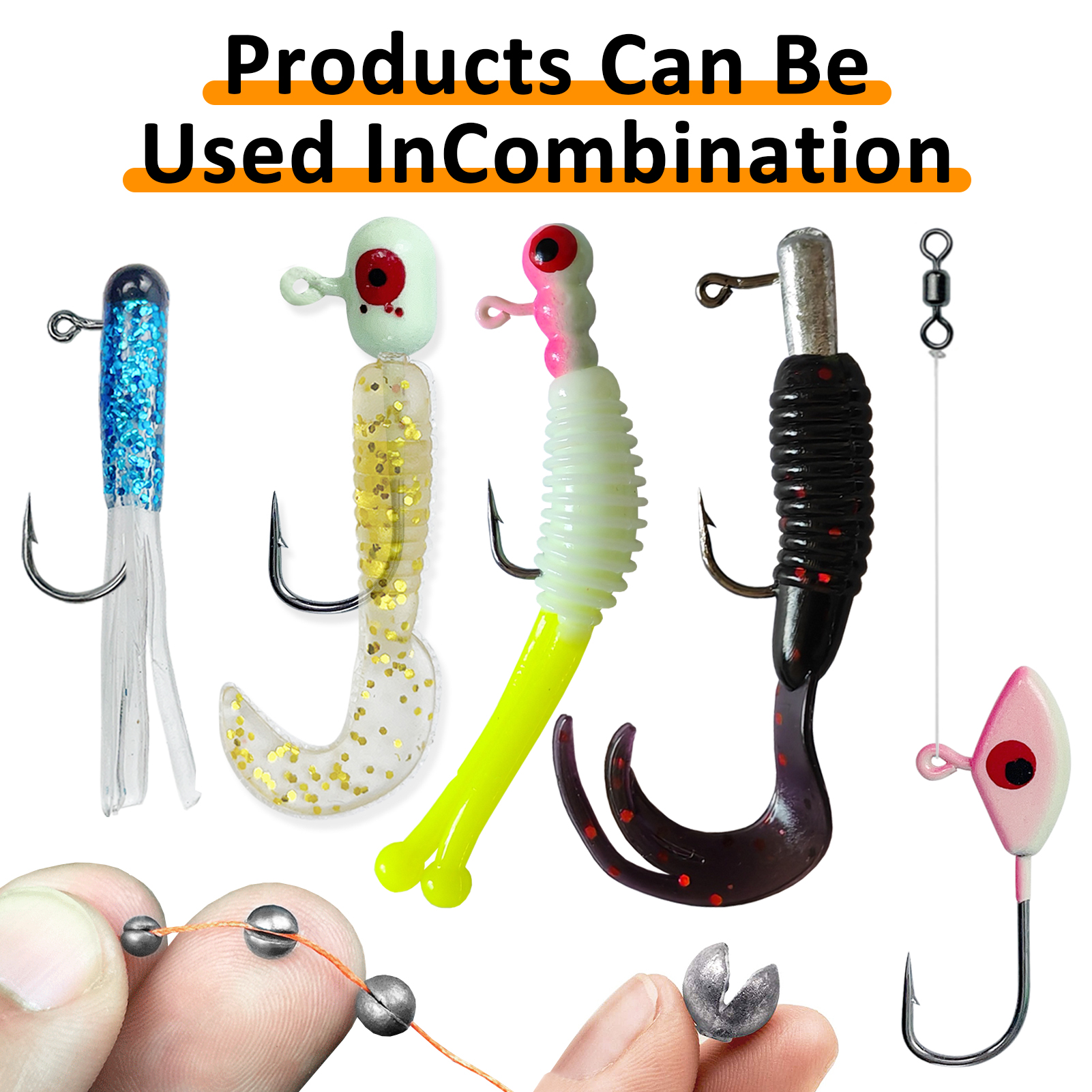 FREE FISHER 228pcs/Lot Soft Lures Kit Fishing Tackle Box Double-tail Worm Lures Jig Head Hooks Floats Buoy Sinkers Octopus Soft Grub Baits