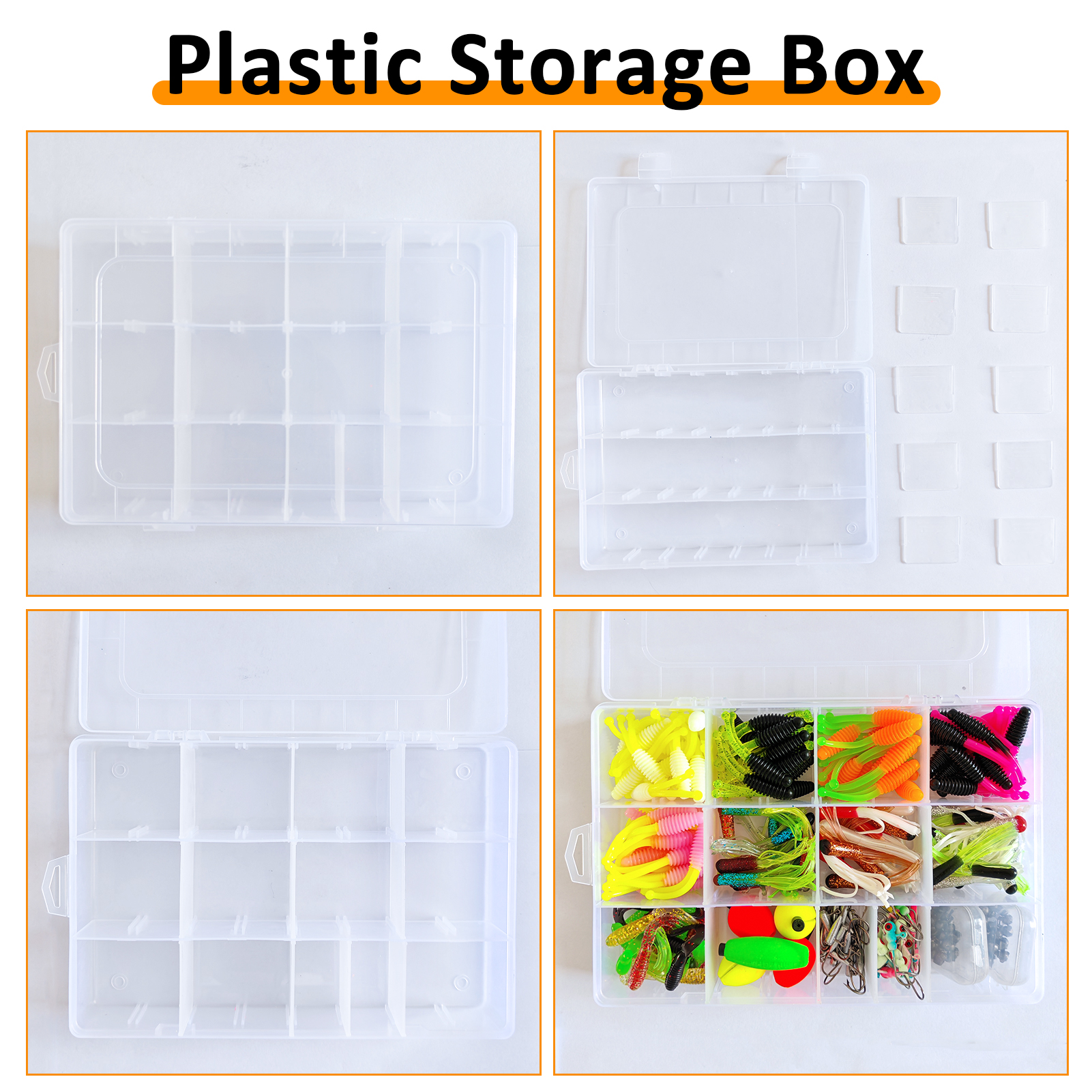 FREE FISHER 228pcs/Lot Soft Lures Kit Fishing Tackle Box Double-tail Worm Lures Jig Head Hooks Floats Buoy Sinkers Octopus Soft Grub Baits