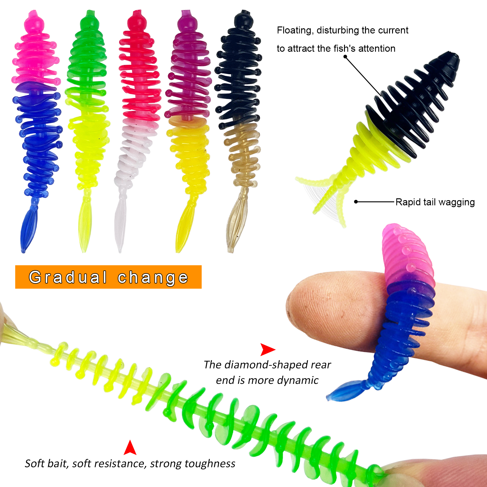 FREE FISHER 155pcs/Box Fishing Trout Baits Set Soft Worms Lures Throwing Upward Floats Hooks Swivels Spinnerbaits Fishing Pliers Accessory Kit