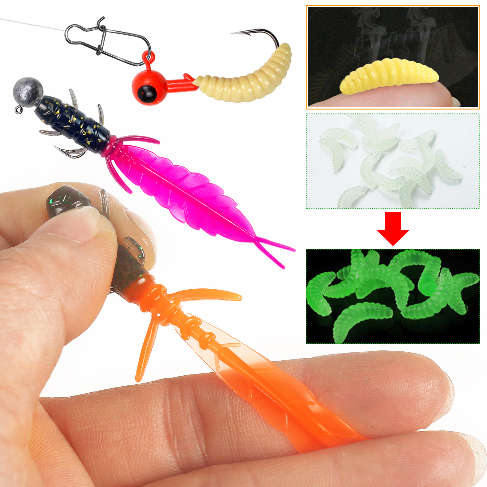 FREE FISHER 155pcs/Box Fishing Trout Baits Set Soft Worms Lures Throwing Upward Floats Hooks Swivels Spinnerbaits Fishing Pliers Accessory Kit