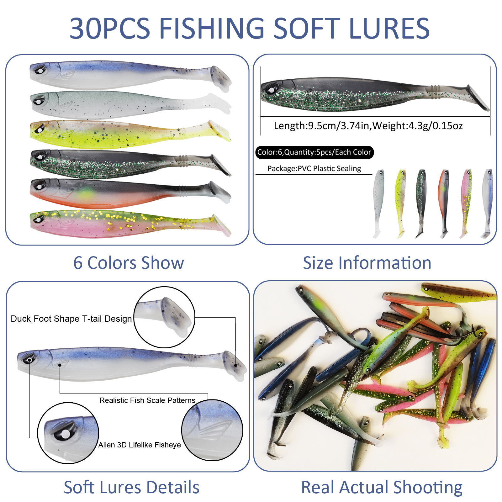 FREE FISHER Fishing Baits Kit,Aritificial Baits Jigs Hooks,UV Glow Soft Lures,Fishing Weights Swivels Beads Swimbaits Fishing Accessories Box