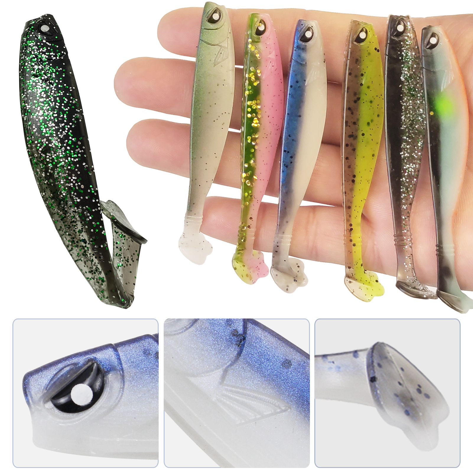 FREE FISHER Fishing Baits Kit,Aritificial Baits Jigs Hooks,UV Glow Soft Lures,Fishing Weights Swivels Beads Swimbaits Fishing Accessories Box