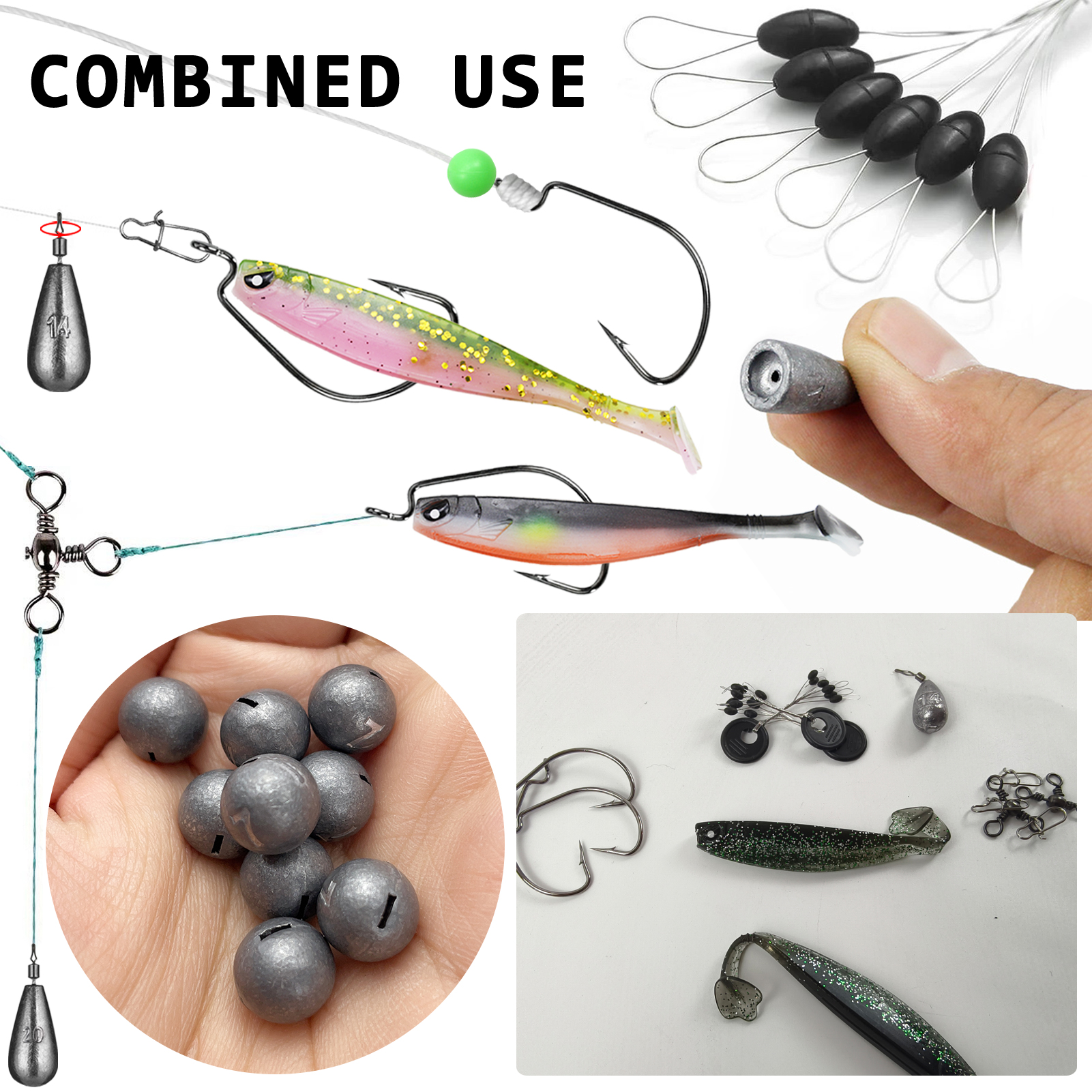 FREE FISHER Fishing Baits Kit,Aritificial Baits Jigs Hooks,UV Glow Soft Lures,Fishing Weights Swivels Beads Swimbaits Fishing Accessories Box