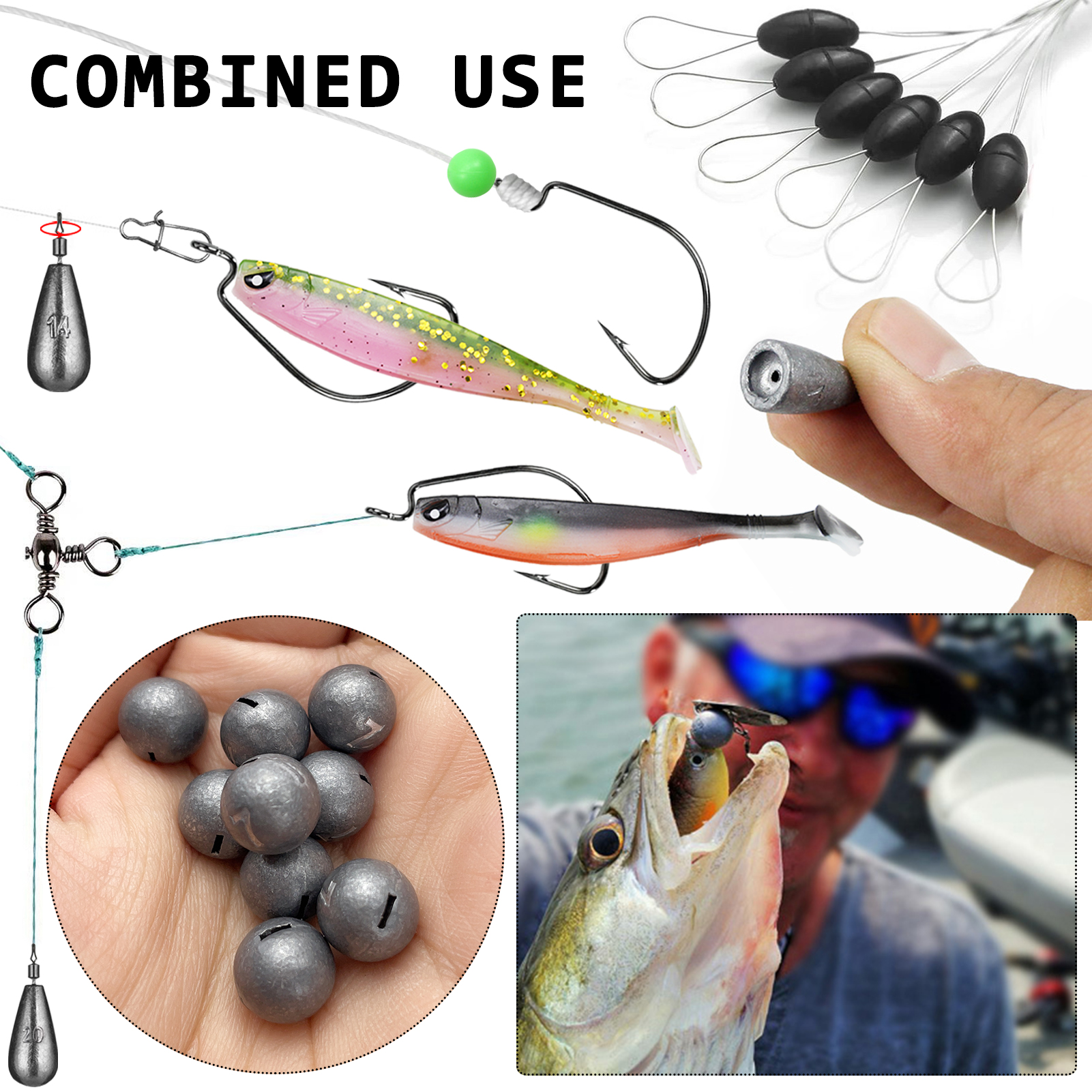 FREE FISHER 128pcs/Box Fishing Baits Kit  Glow Soft Lures Fishing Weights Aritificial Baits Jigs Hooks Space Beans Swivels Beads Swimbaits Set