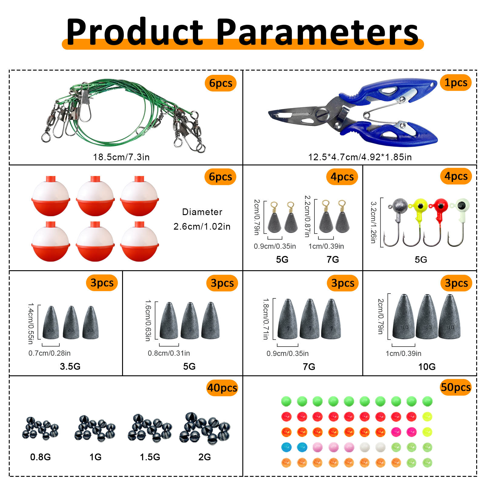 FREE FISHER 270pcs Sea Fishing Set Floats Beads Fishing Weights Sinkers Crankhook Mixed Swivels Fish Line Pliers Tool Tackle Box