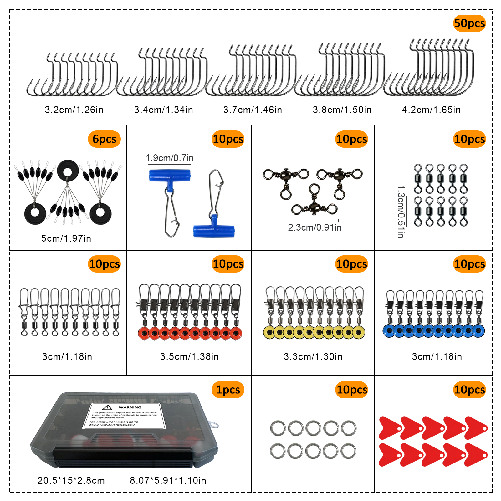 FREE FISHER 270pcs Sea Fishing Set Floats Beads Fishing Weights Sinkers Crankhook Mixed Swivels Fish Line Pliers Tool Tackle Box
