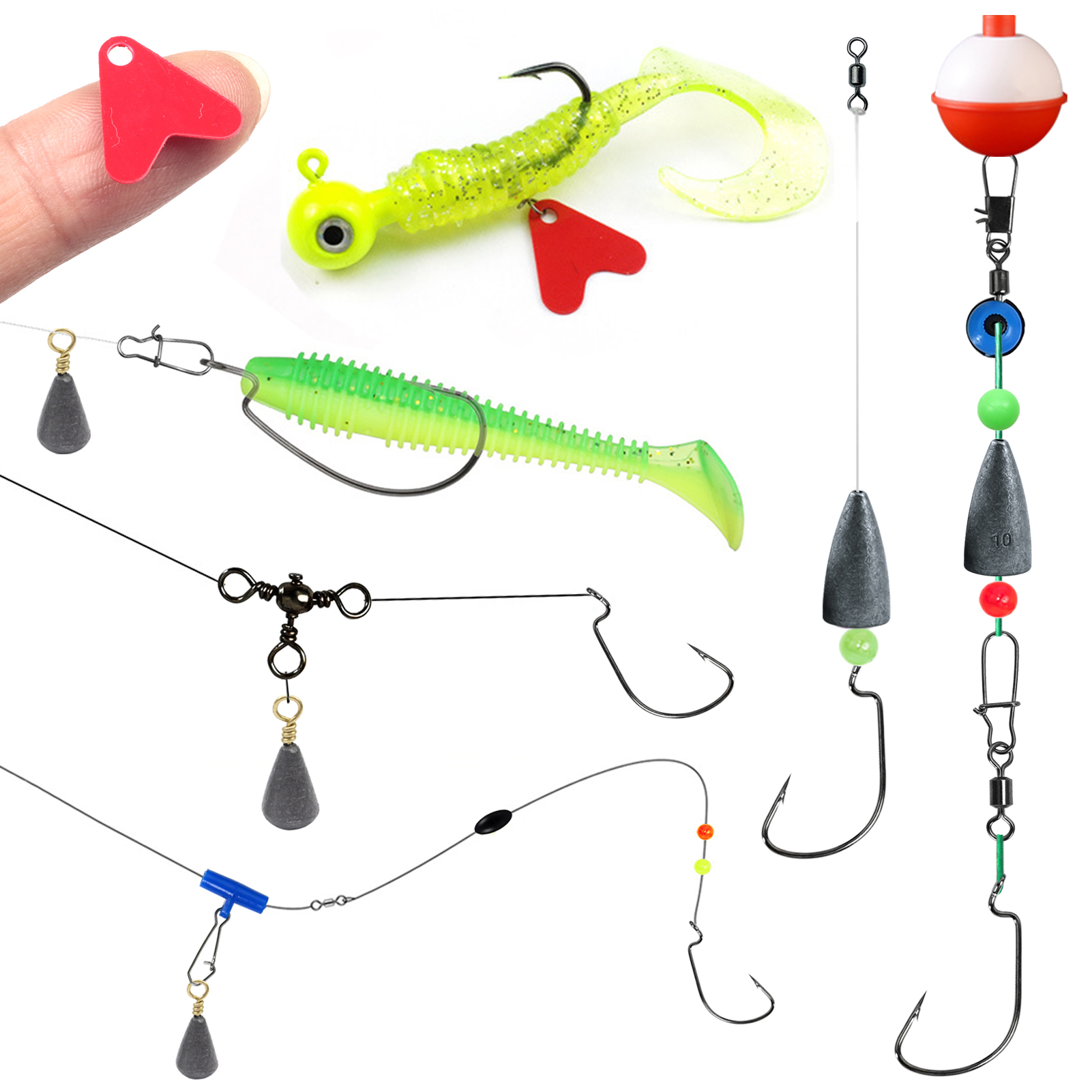 FREE FISHER 270pcs Sea Fishing Set Floats Beads Fishing Weights Sinkers Crankhook Mixed Swivels Fish Line Pliers Tool Tackle Box