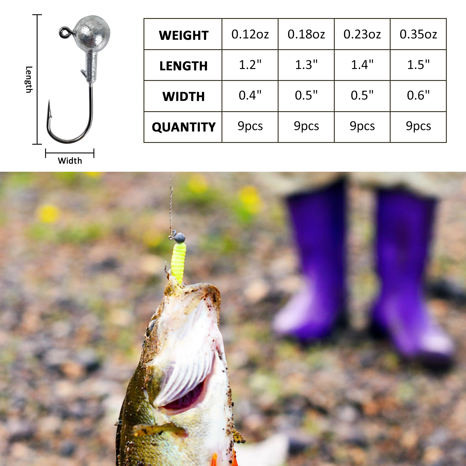 FREE FISHER Soft Worm Grubs Kit with Jig Hooks,109pcs/Lot Fishing Tackle Box,Tail Swimbaits,Bass Fishing Baits Jigging Head Hooks