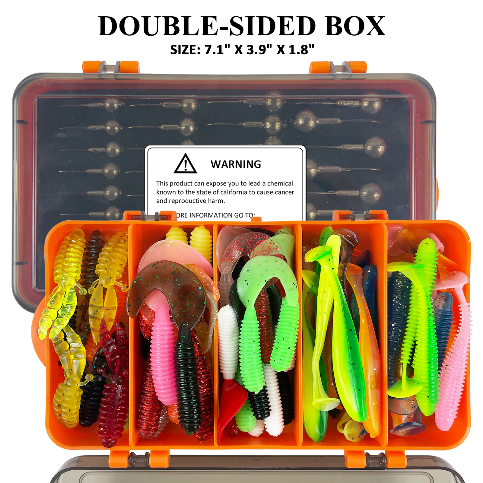 FREE FISHER Soft Worm Grubs Kit with Jig Hooks,109pcs/Lot Fishing Tackle Box,Tail Swimbaits,Bass Fishing Baits Jigging Head Hooks