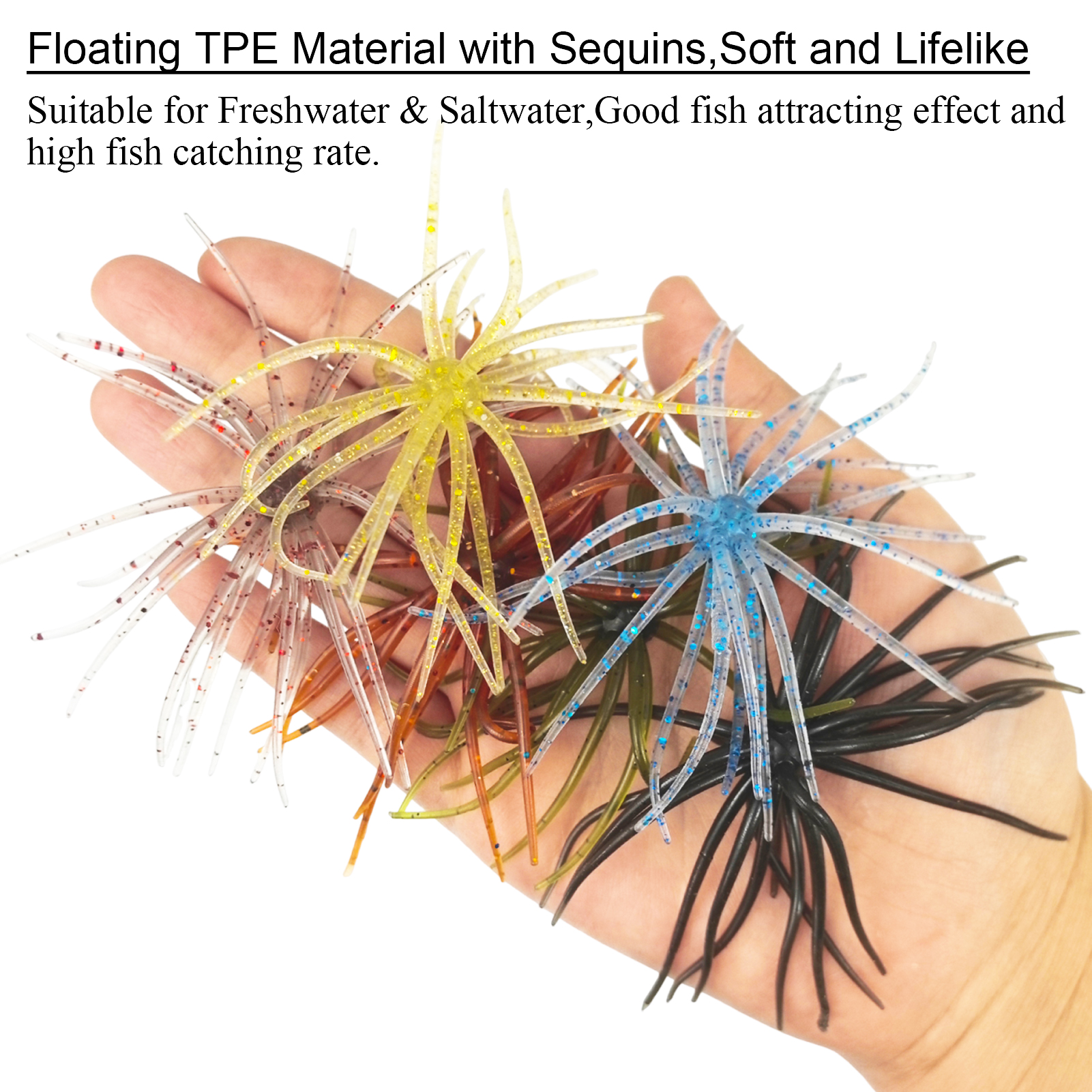 FREE FISHER 114pcs/Boxt Soft Worm Lures Kit,Sea Urchin Bait with Jig Head Hooks,Double-Side Fish Tackle Box,Tail Grubs Swimbaits
