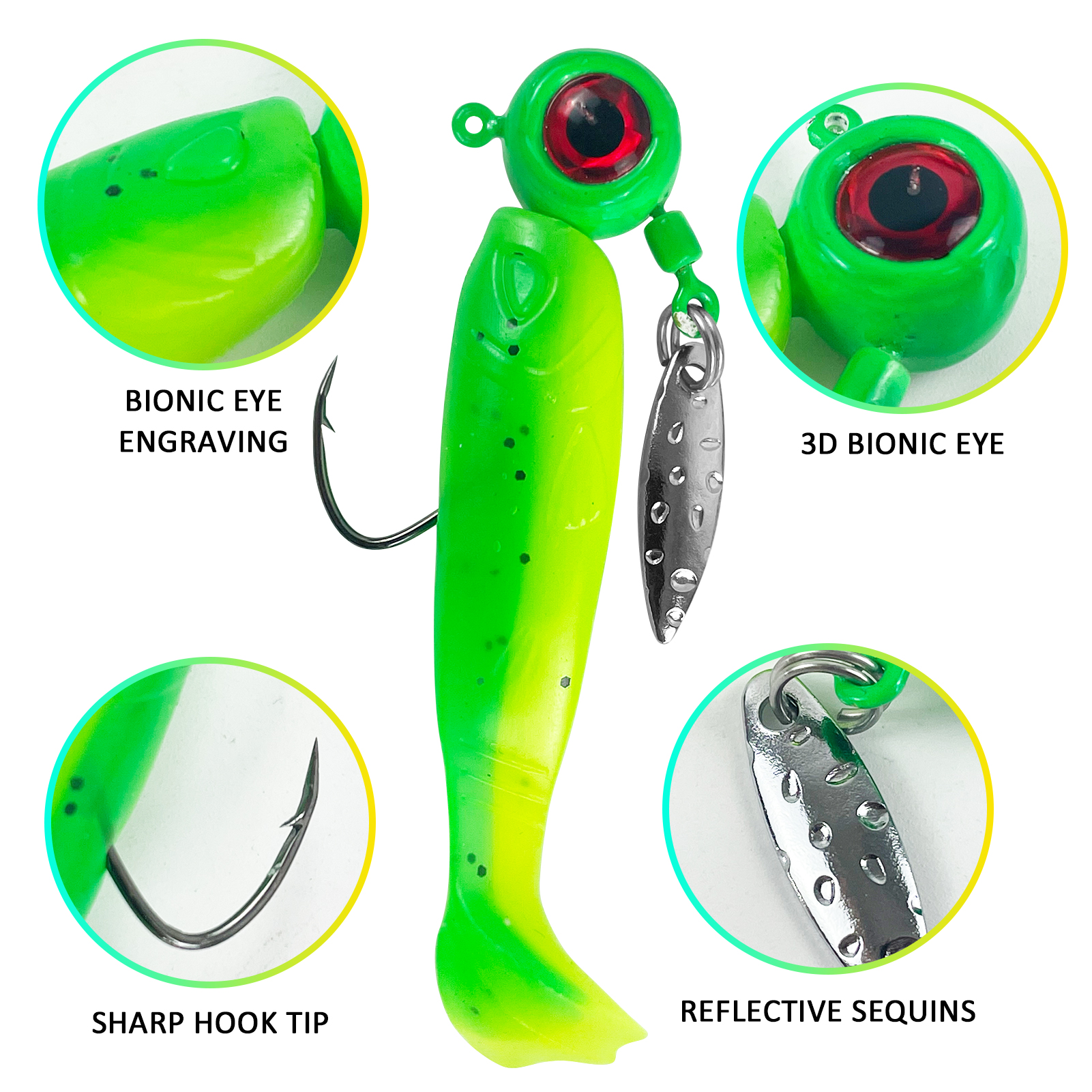 FREE FISHER Fishing Soft Lures Kit,Jig Head Hooks,81pcs/Box Double-Color Soft Worms,Grub PVC Swimbait Wobblers Artificial Baits
