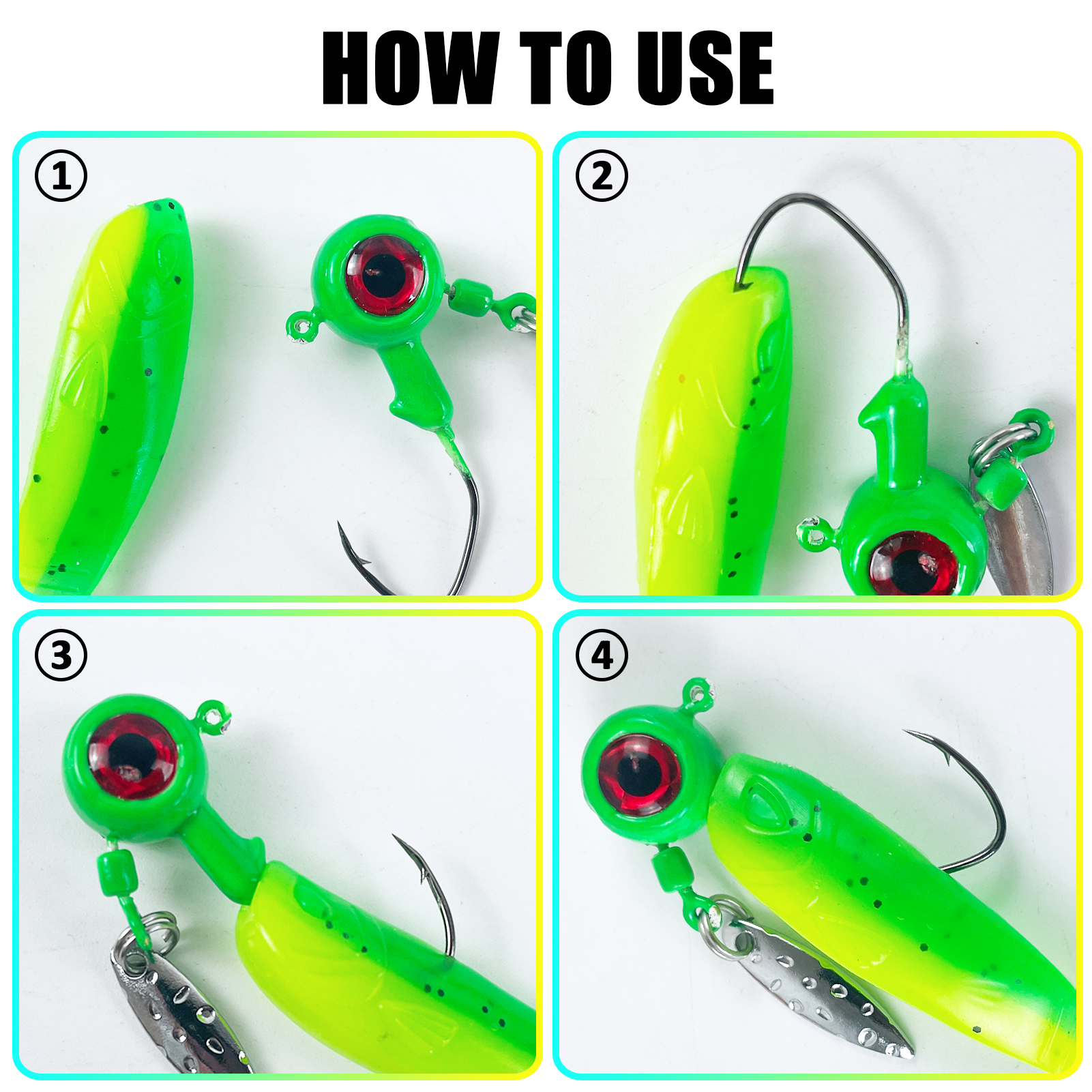 FREE FISHER Fishing Soft Lures Kit,Jig Head Hooks,81pcs/Box Double-Color Soft Worms,Grub PVC Swimbait Wobblers Artificial Baits