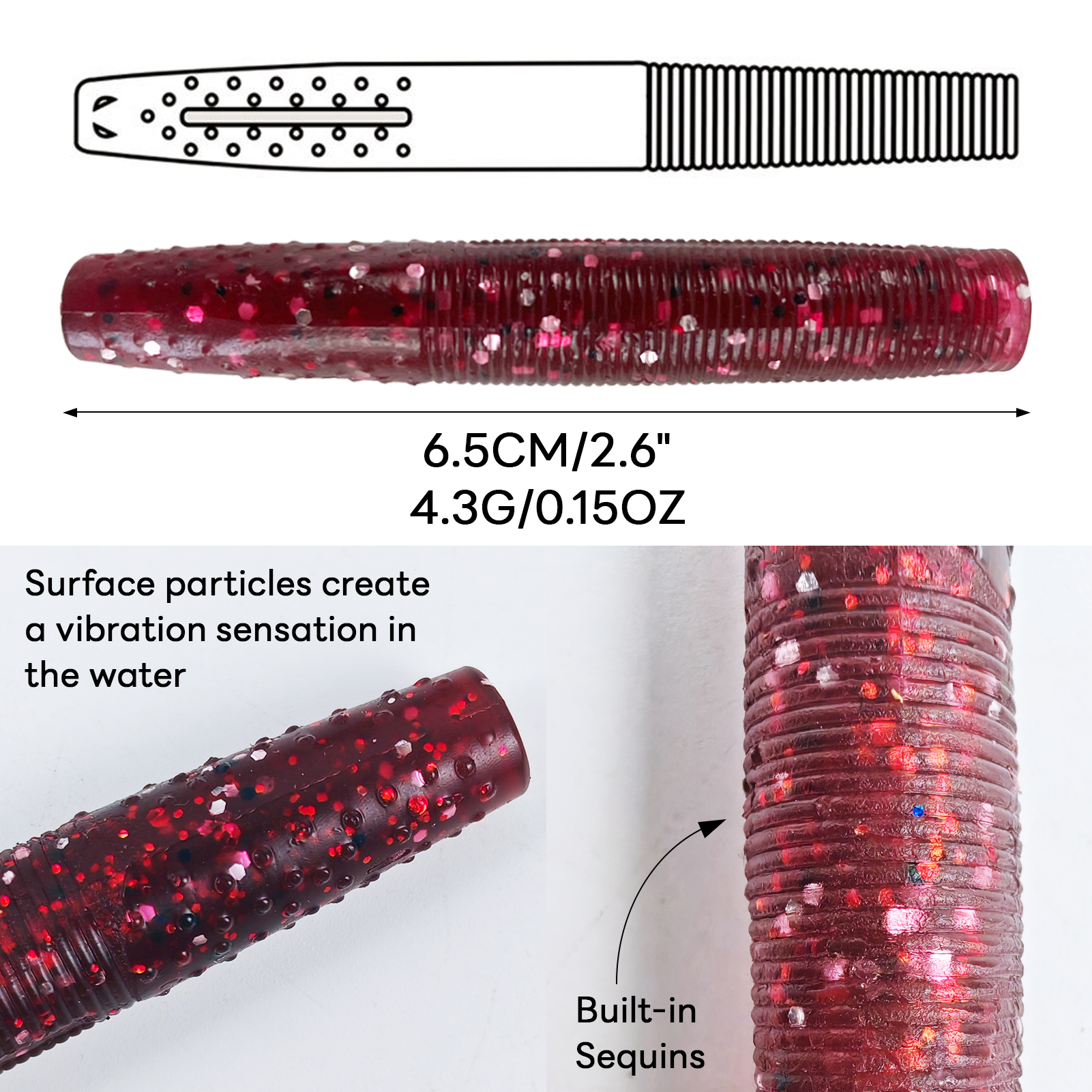 FREE FISHER 76pcs/Box Luminous Ned Rig Jig Heads TRD Worms Kit,Glow Finesse Shroom Soft Stickbaits,Mushroom Crappie Baits Set