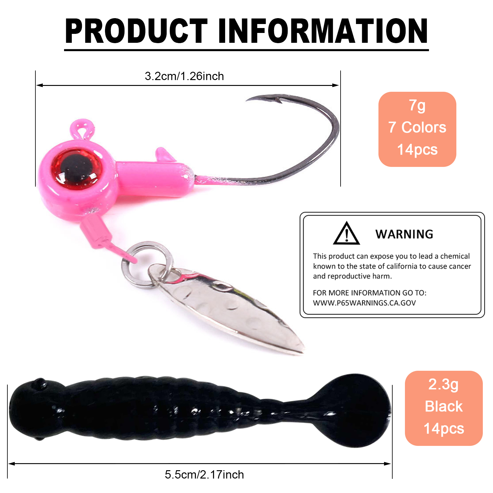 FREE FISHER 28pcs Fishing Lead Jigs 3D Lifelike Eye 3.2cm 7g Spinner Jig Hooks Soft Baits 5.5cm Worm Lures Swimbaits Fishing Tackle Pesca