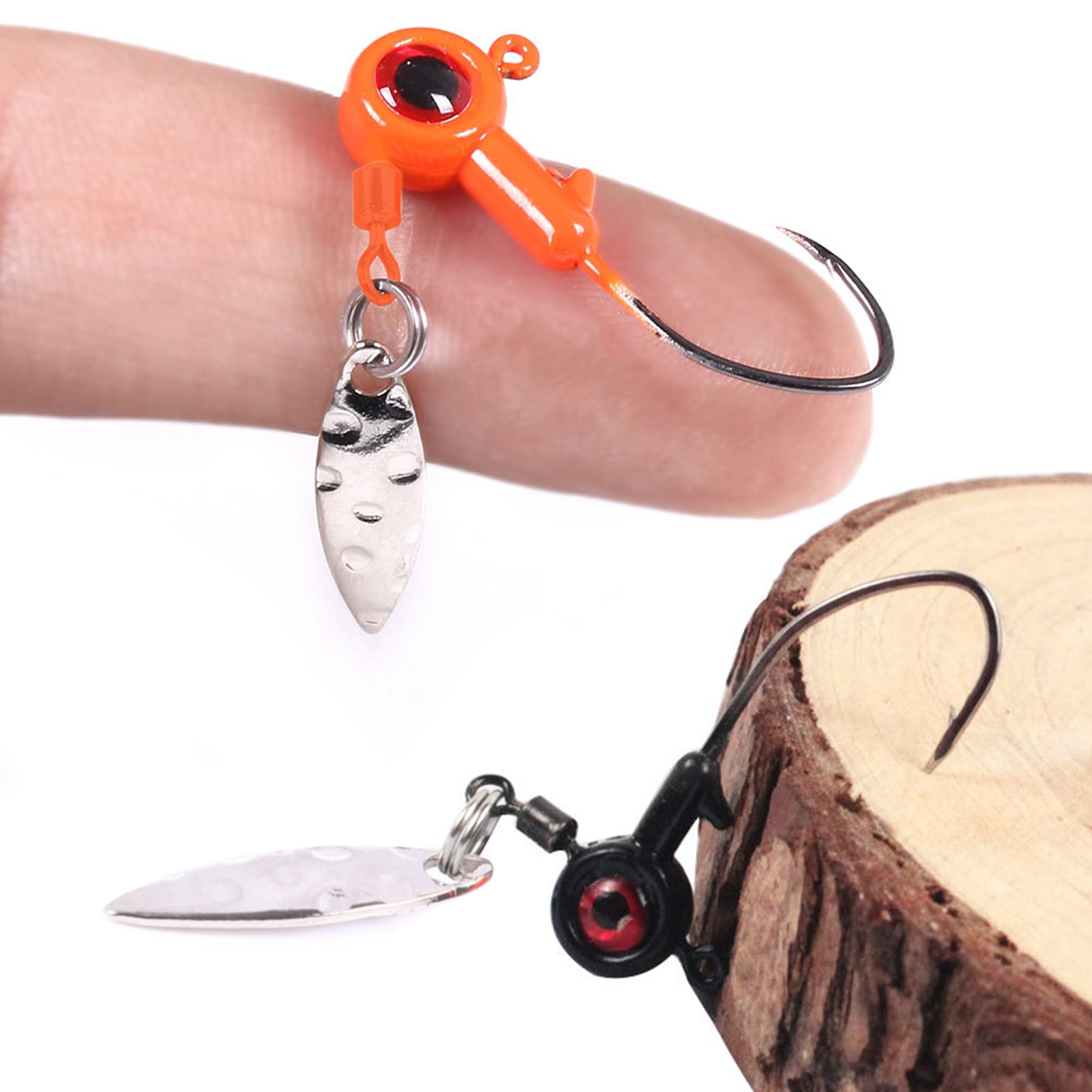 FREE FISHER 28pcs Fishing Lead Jigs 3D Lifelike Eye 3.2cm 7g Spinner Jig Hooks Soft Baits 5.5cm Worm Lures Swimbaits Fishing Tackle Pesca