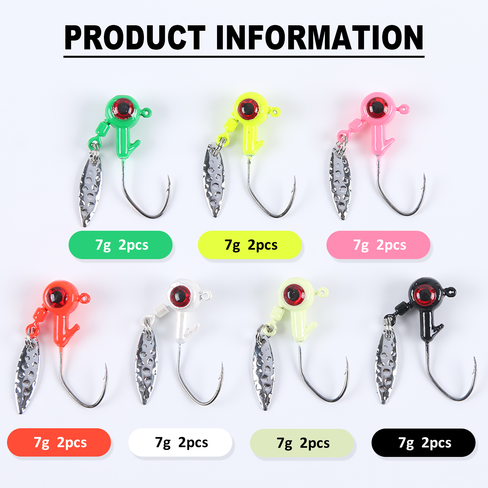 FREE FISHER 28pcs Fishing Lead Jigs 3D Lifelike Eye 3.2cm 7g Spinner Jig Hooks Soft Baits 5.5cm Worm Lures Swimbaits Fishing Tackle Pesca