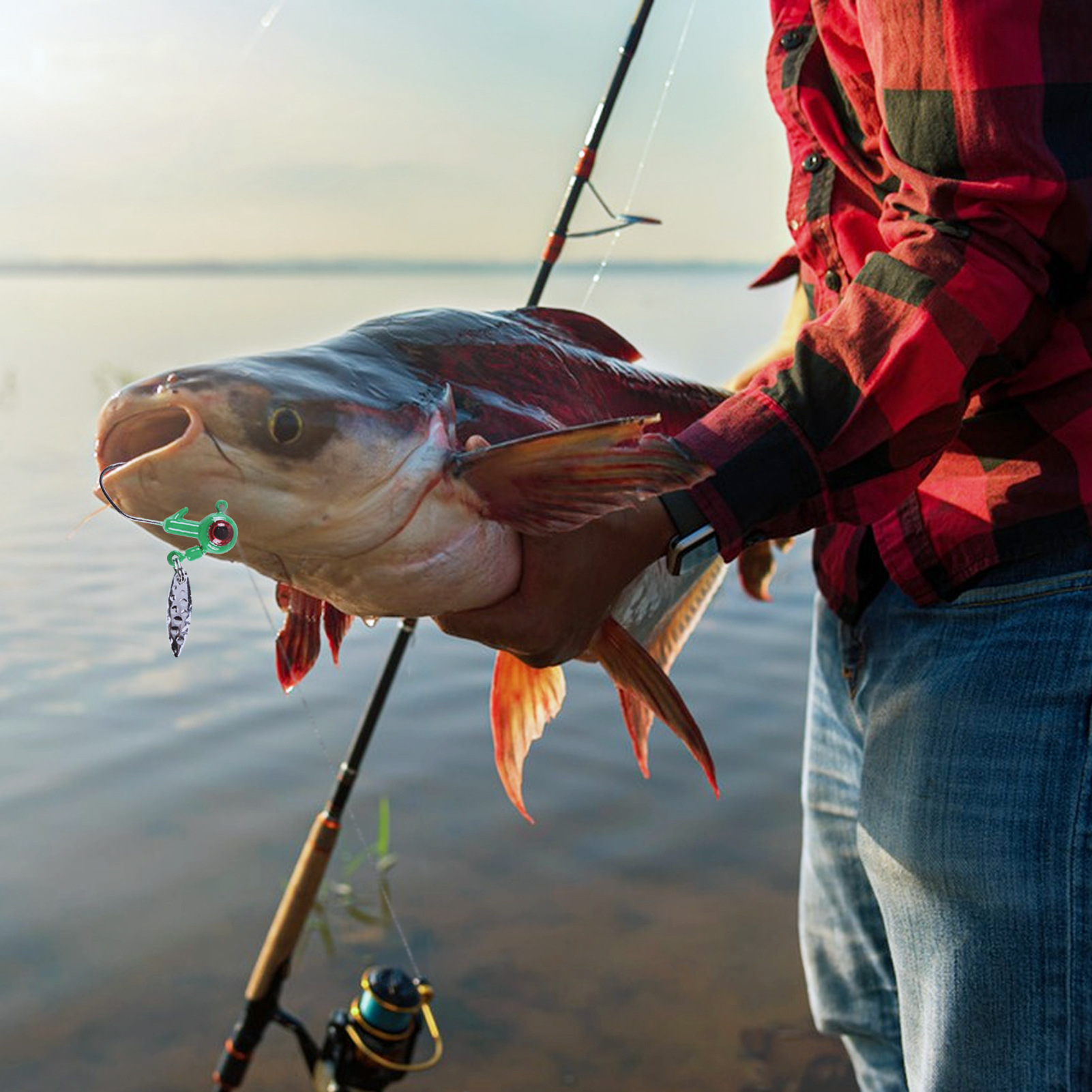 FREE FISHER 28pcs Fishing Lead Jigs 3D Lifelike Eye 3.2cm 7g Spinner Jig Hooks Soft Baits 5.5cm Worm Lures Swimbaits Fishing Tackle Pesca